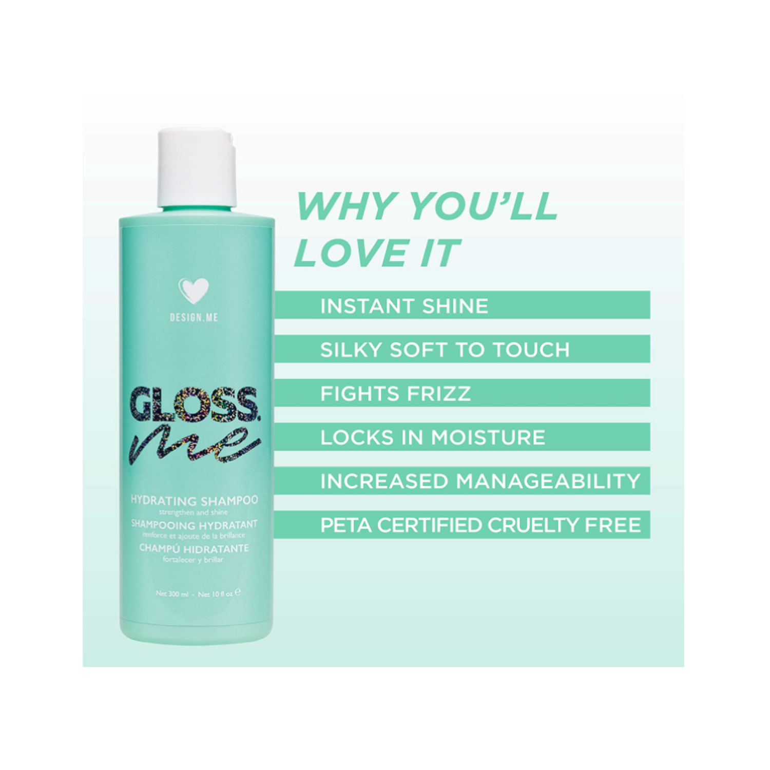 Shampooing hydratant design.ME Gloss.Me, 300 ml