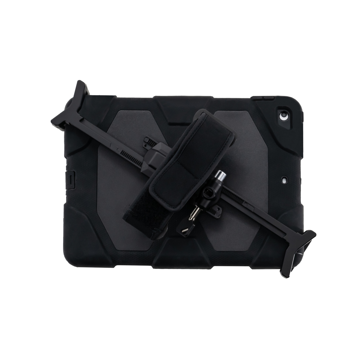 CTA Digital Adjustable Anti-Theft Security Grip with Hand Strap for 17.78-cm to 33.02-cm (13-in) Tablets - Black