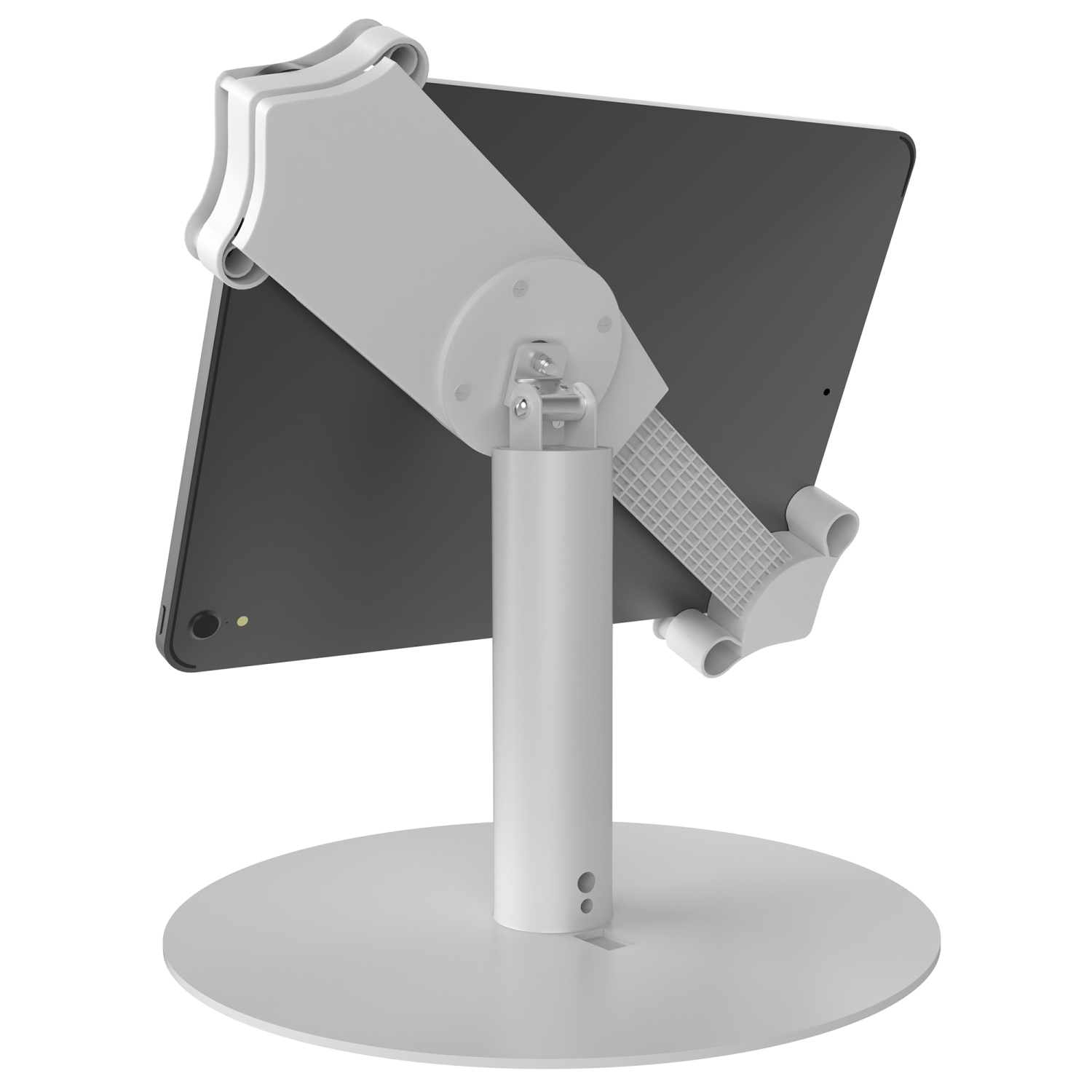 CTA Digital Heavy-Duty Universal Grip Kiosk Stand with 360-degree Rotation for 17.78-cm to 33.02-cm (13-in) Tablets - White