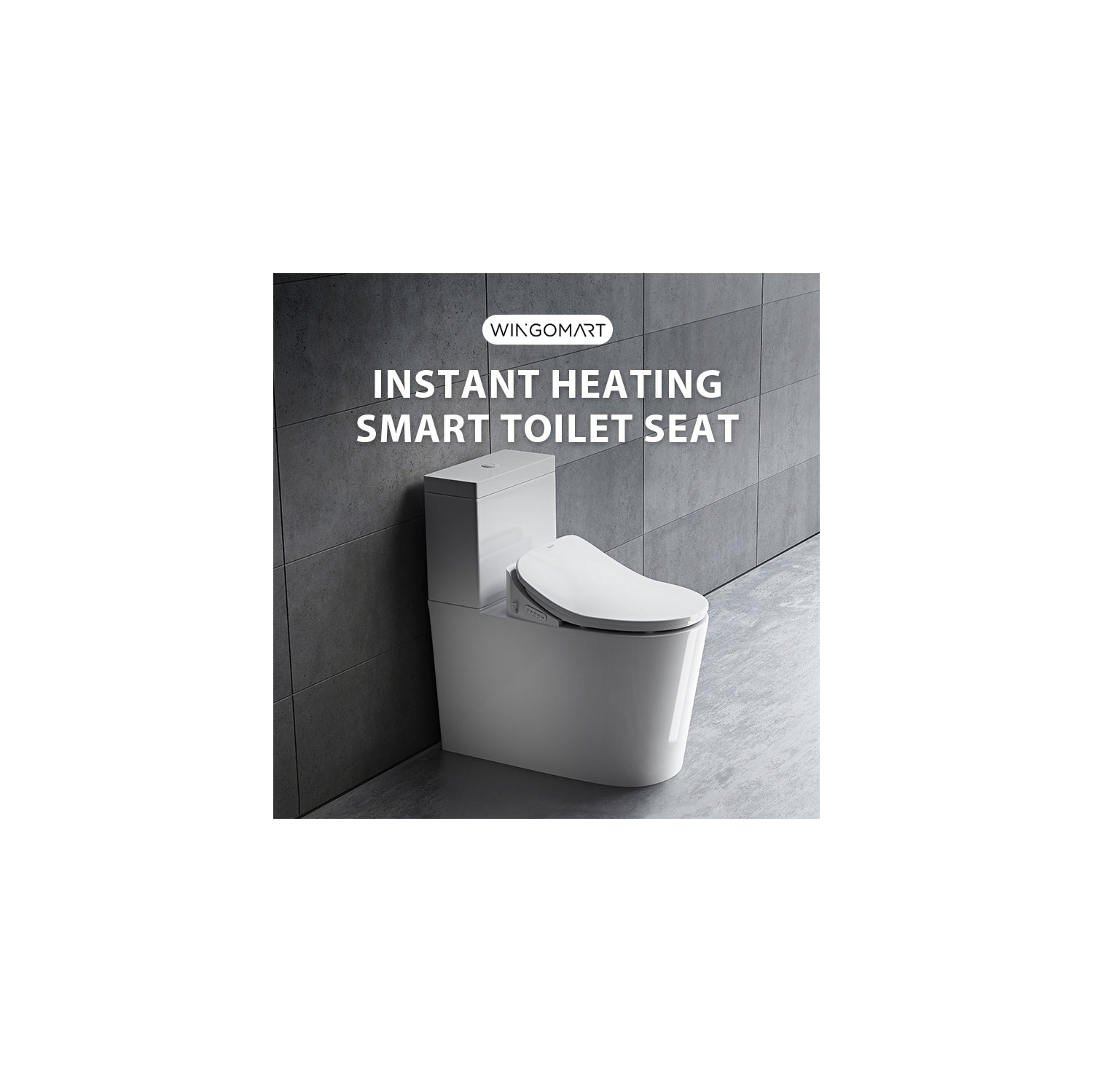 WINGOMART Electric Bidet Smart Toilet Seat W/ heated seat & Warm Water Hydroflush Adjustable wash position & Self Cleaning, Nozzle W/ UV