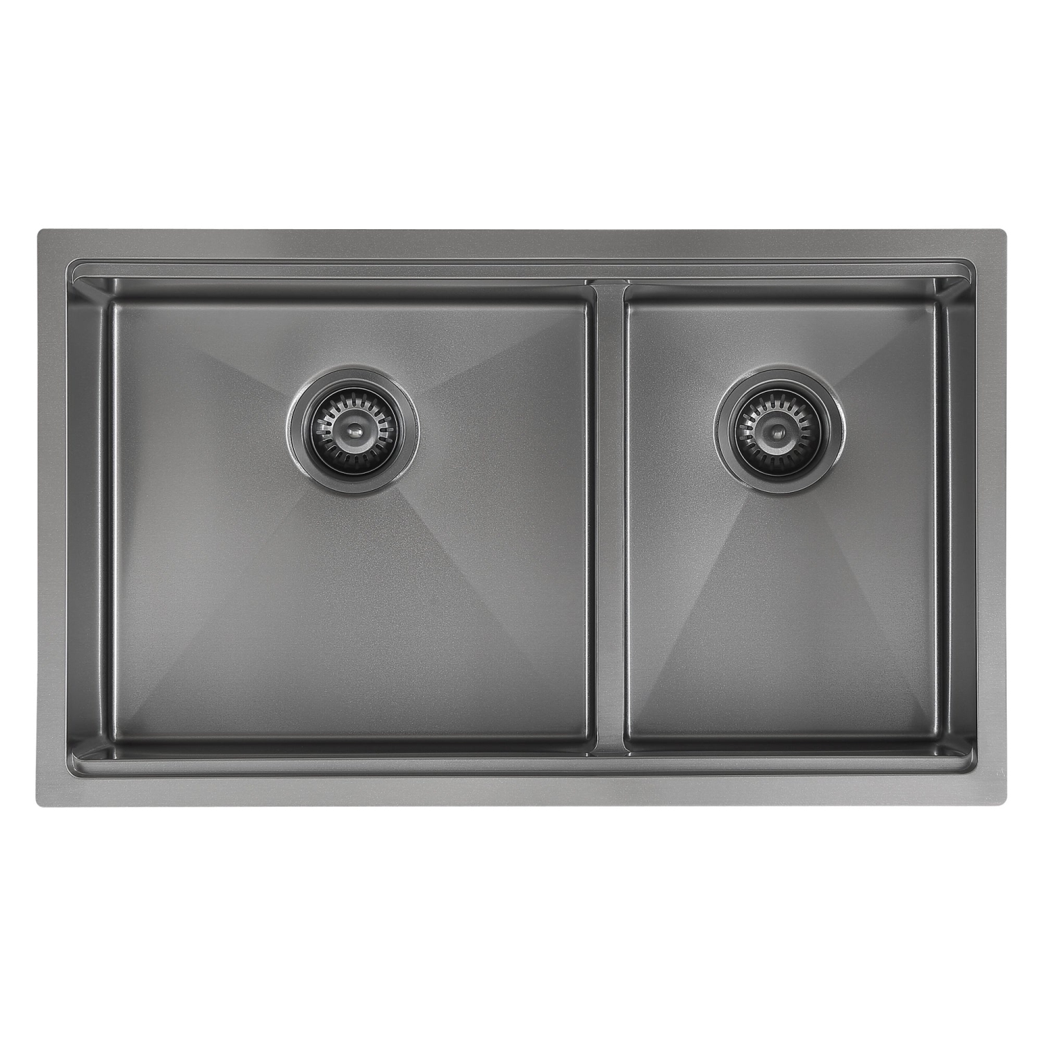 Ancona 32" 60/40 Double Bowl Undermount Kitchen Sink with Grid and Roll-Up Mat in PVD Gunmetal