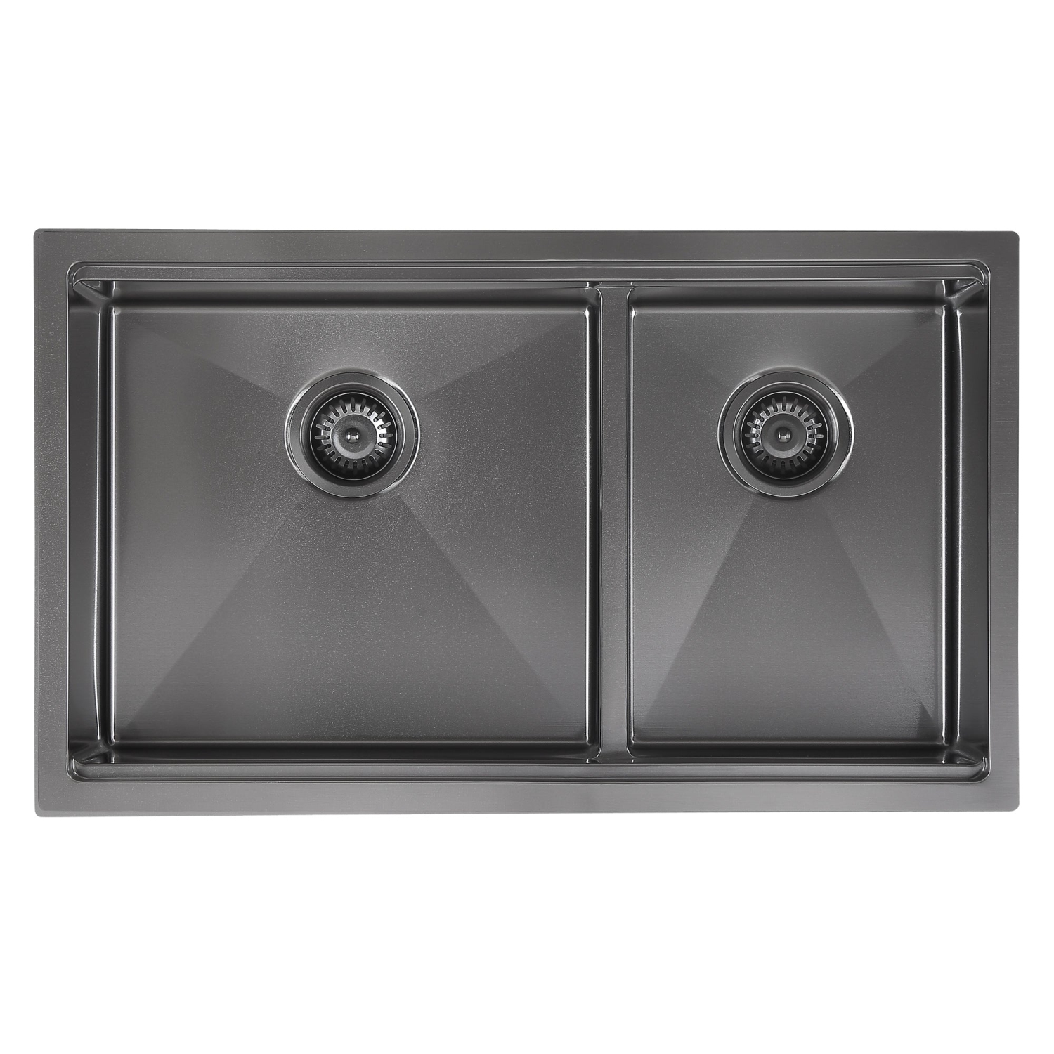 Ancona 32" 60/40 Double Bowl Undermount Kitchen Sink with Grid and Roll-Up Mat in Black PVD Nano