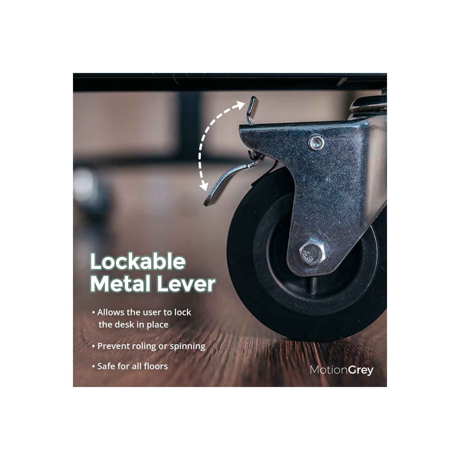 MotionGrey Heavy Duty Caster Wheels 3 inch for All Floors, M10 Threaded Locking Casters Set of 4, Universal Industrial Metal Swivel Wheel Desk Castor