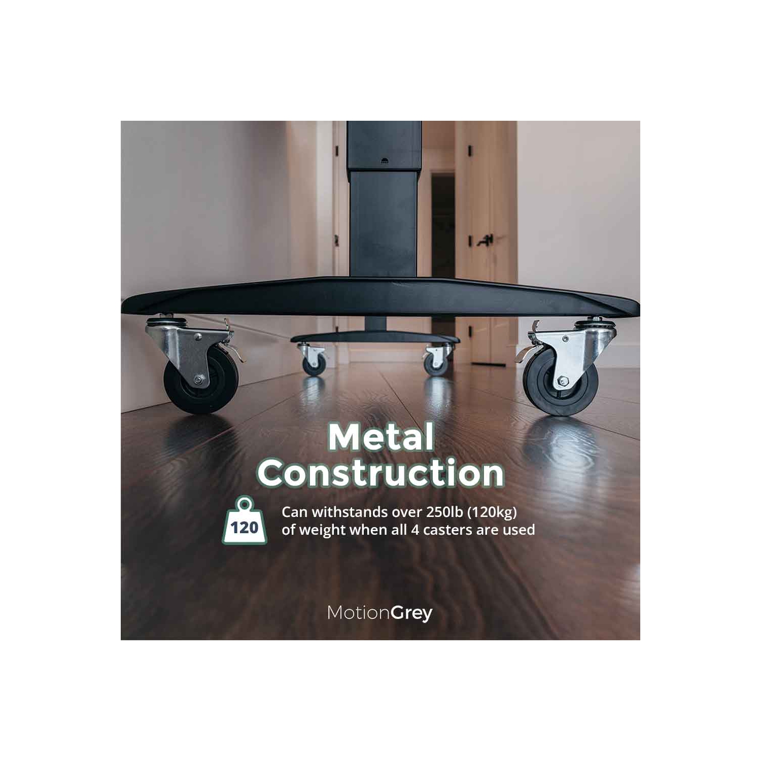 MotionGrey Heavy Duty Caster Wheels 3 inch for All Floors, M10 Threaded Locking Casters Set of 4, Universal Industrial Metal Swivel Wheel Desk Castor