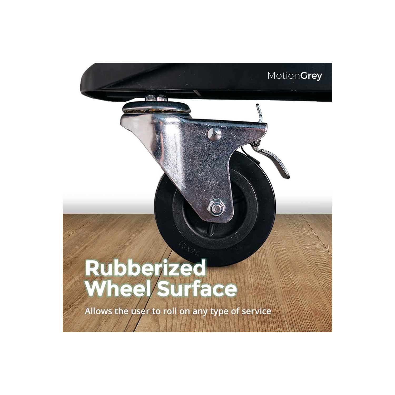 MotionGrey Heavy Duty Caster Wheels 3 inch for All Floors, M10 Threaded Locking Casters Set of 4, Universal Industrial Metal Swivel Wheel Desk Castor