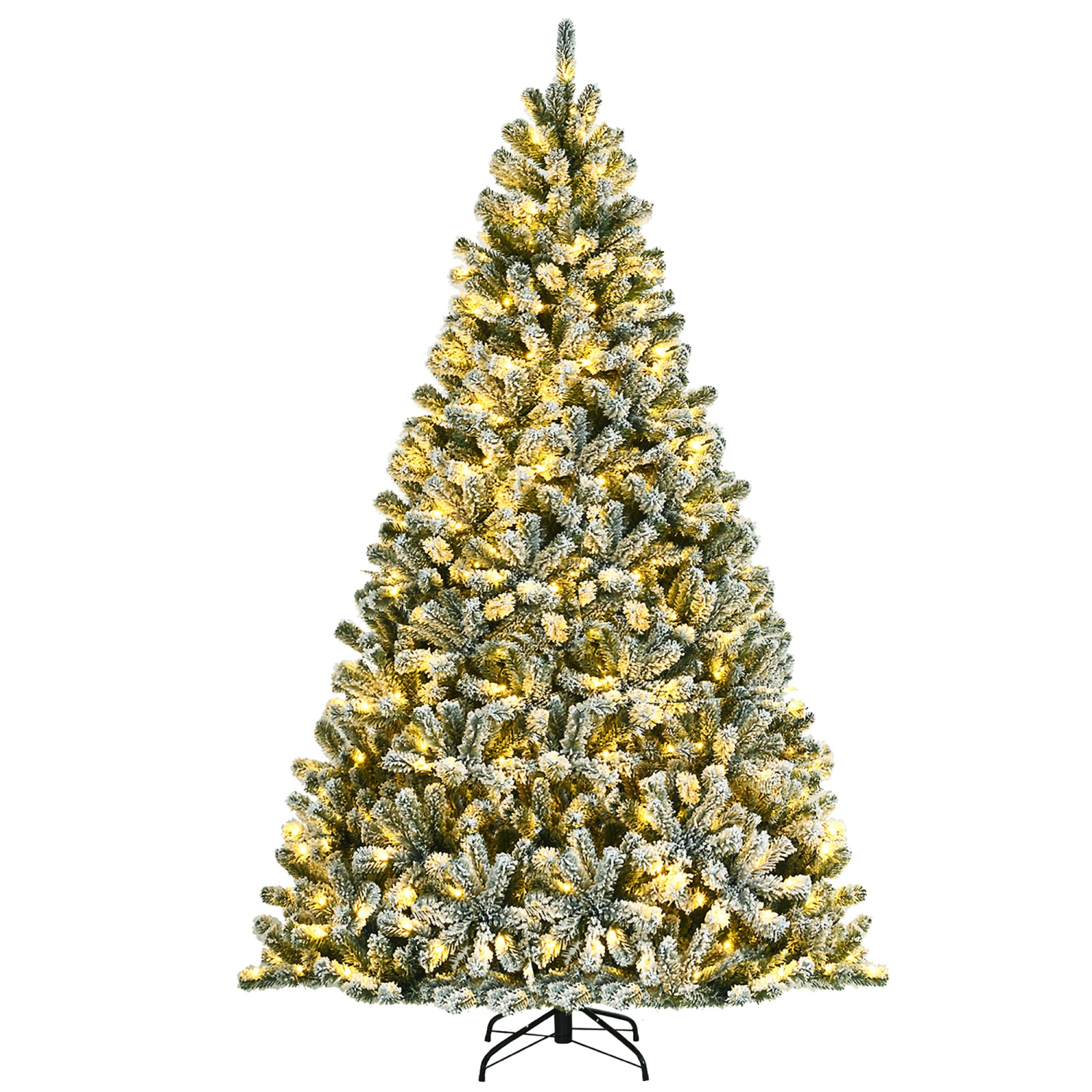 Arbre de Noël illuminé floqué avec 1502 pointes et support en métal 8&nbsp;pi de Costway