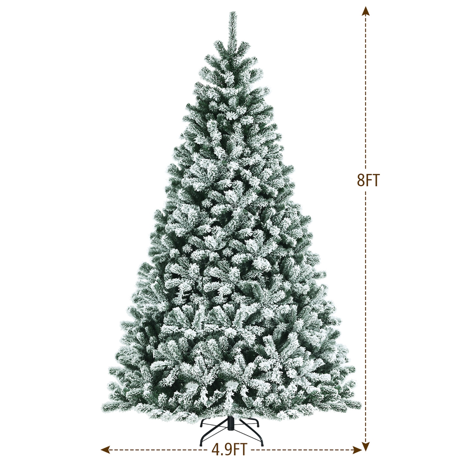 Arbre de Noël illuminé floqué avec 1502 pointes et support en métal 8&nbsp;pi de Costway