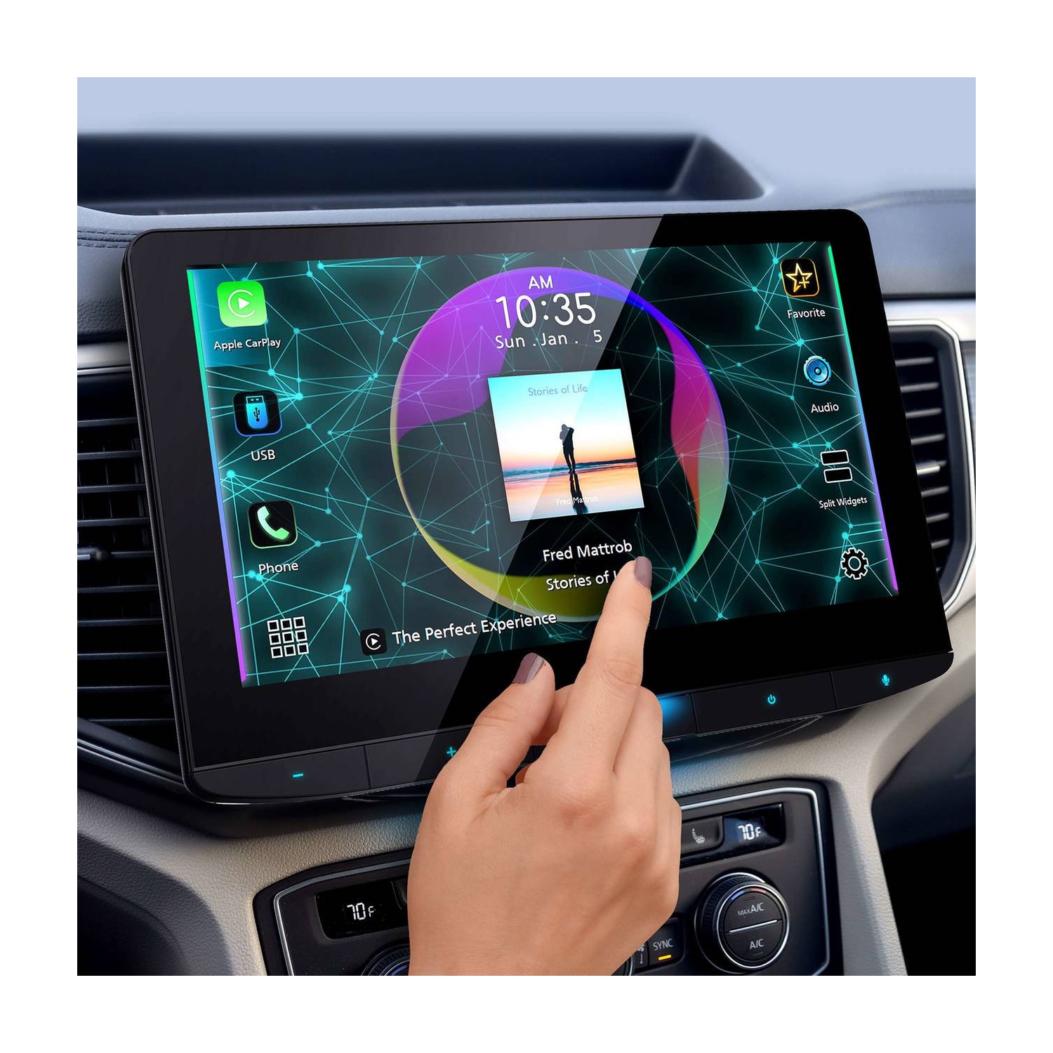 JVC KW-Z1000W Floating 10" Digital Media Receiver with Apple CarPlay and Android Auto(