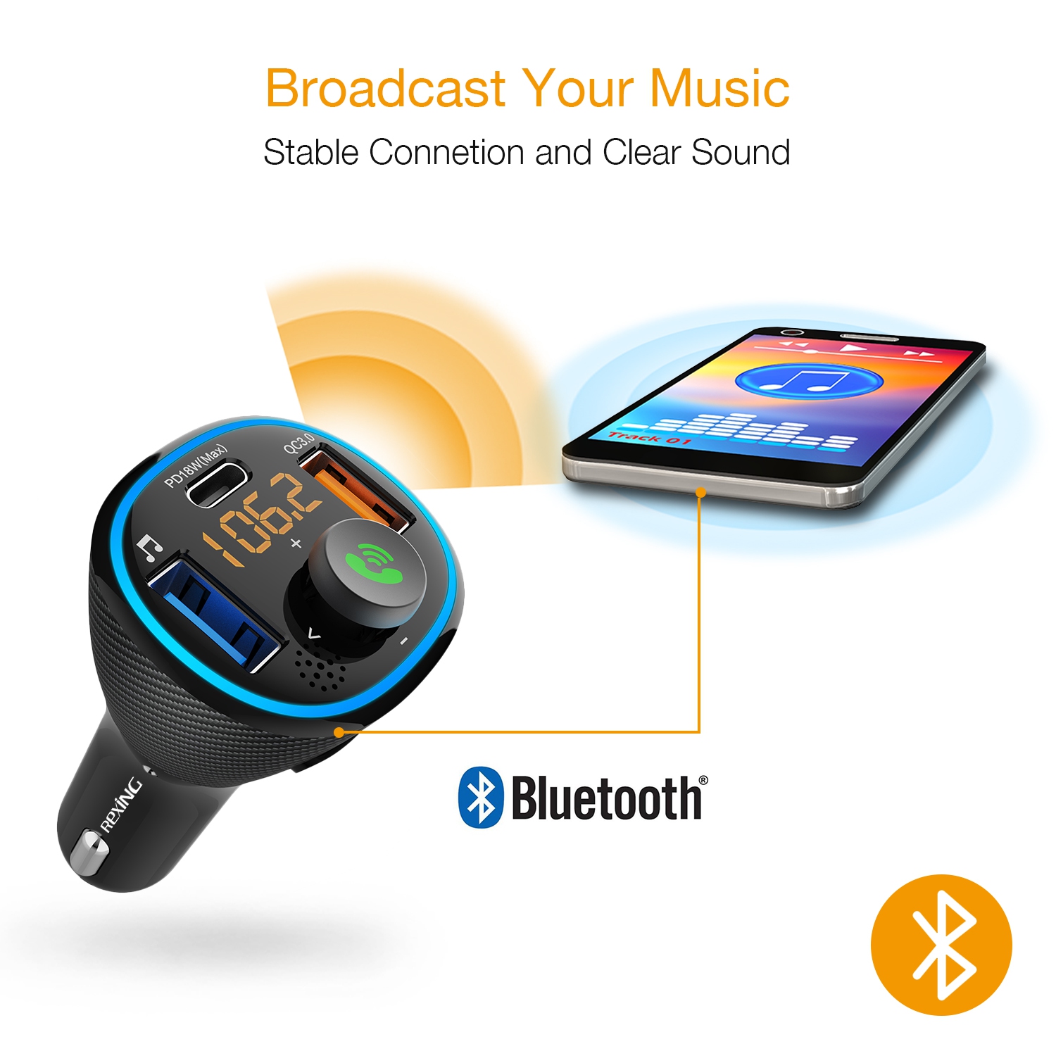 Rexing FM3 Car Wireless FM Transmitter - Black