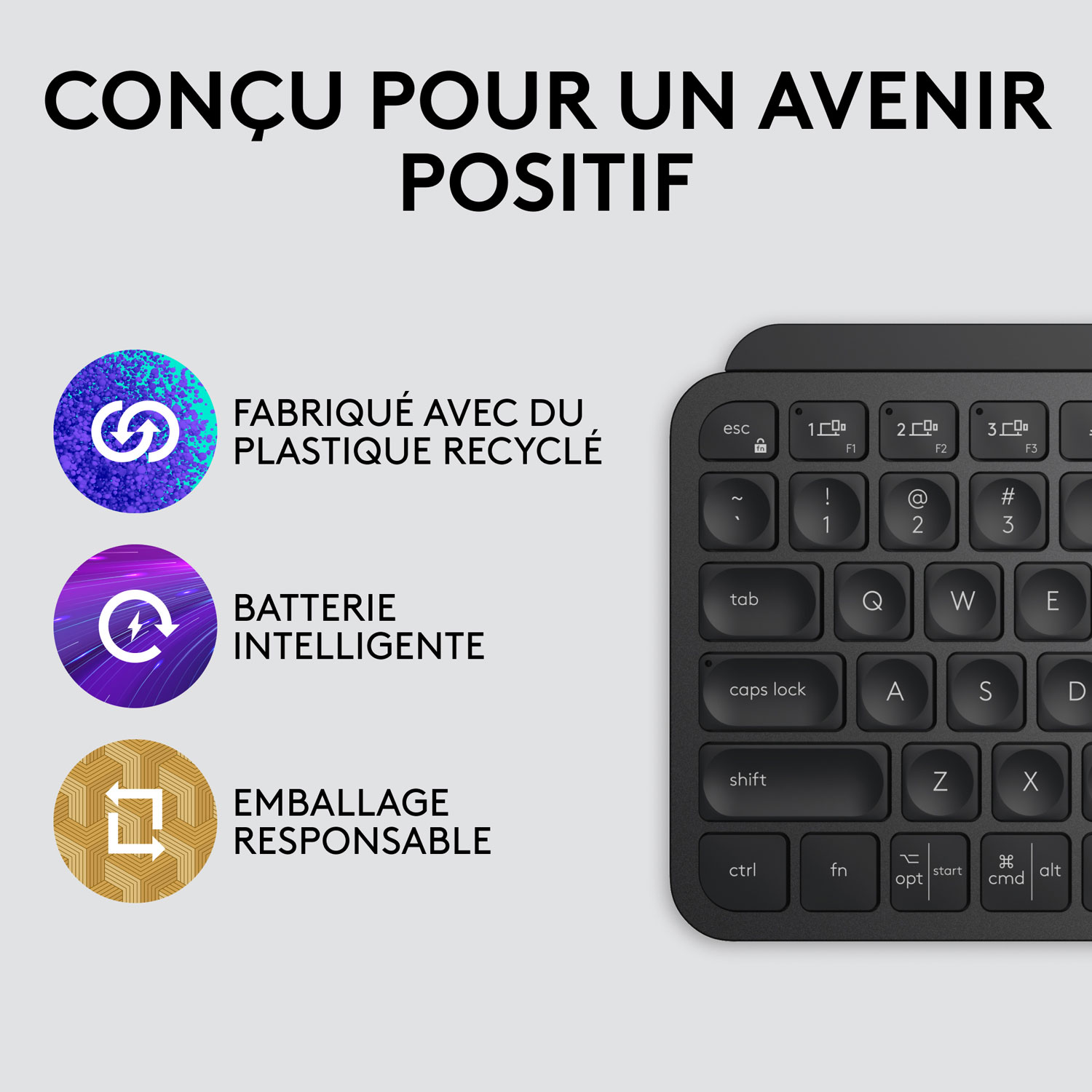 Clavier ergonomique rétroéclairé Bluetooth MX Keys Mini de Logitech - Noir