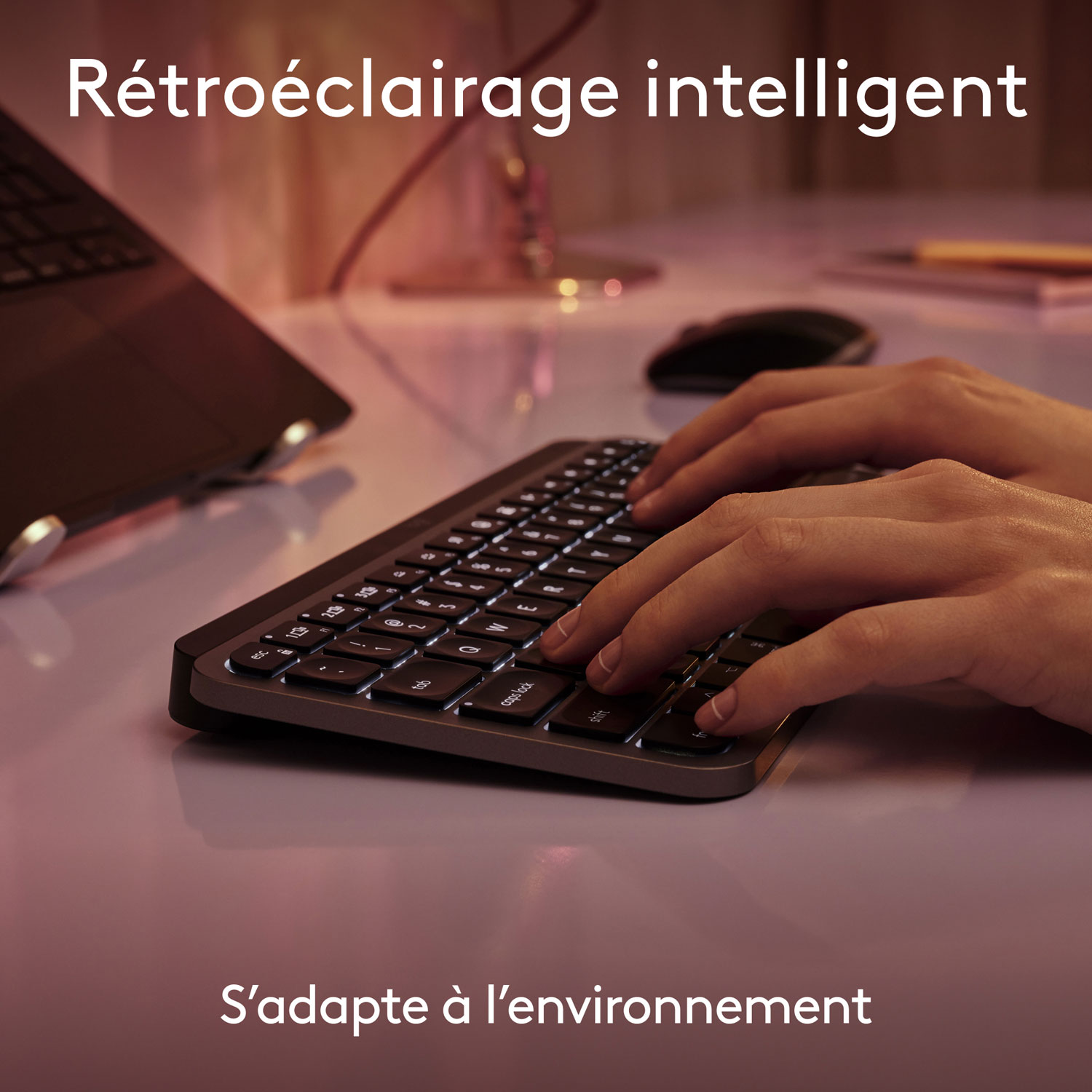 Clavier ergonomique rétroéclairé mécanique Bluetooth MX Mini de Logitech pour Mac - Gris pâle