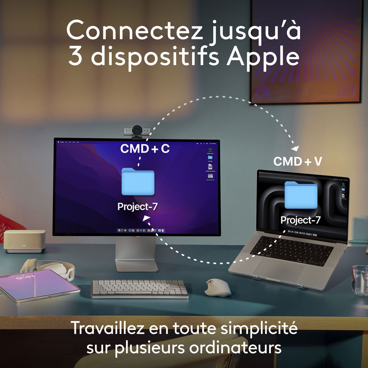 Clavier ergonomique rétroéclairé mécanique Bluetooth MX Mini de Logitech pour Mac - Gris pâle