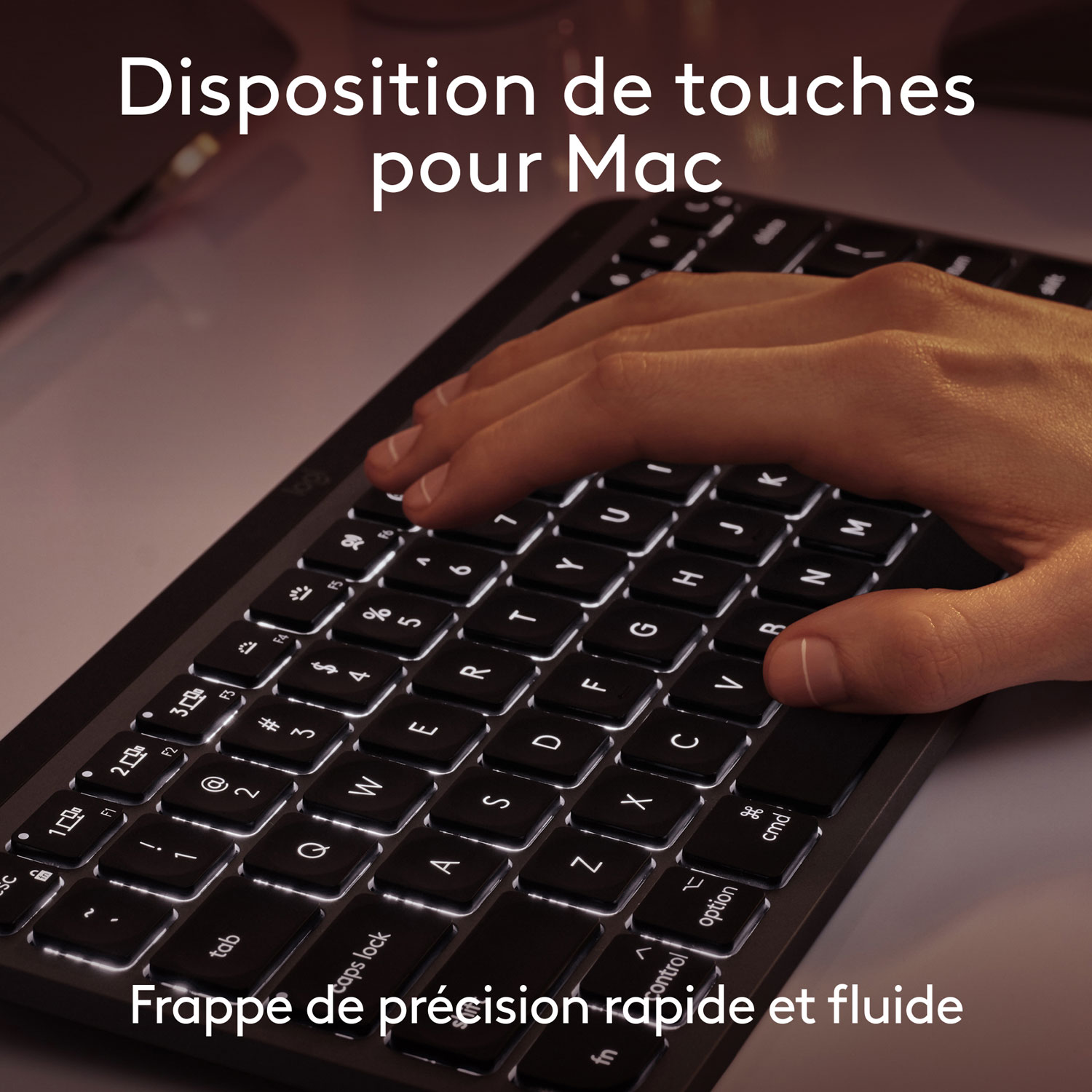 Clavier ergonomique rétroéclairé mécanique Bluetooth MX Mini de Logitech pour Mac - Gris pâle