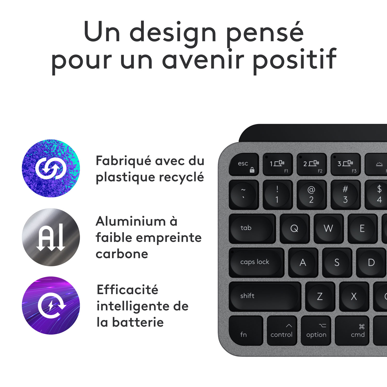 Clavier ergonomique rétroéclairé mécanique Bluetooth MX Mini de Logitech pour Mac - Gris pâle