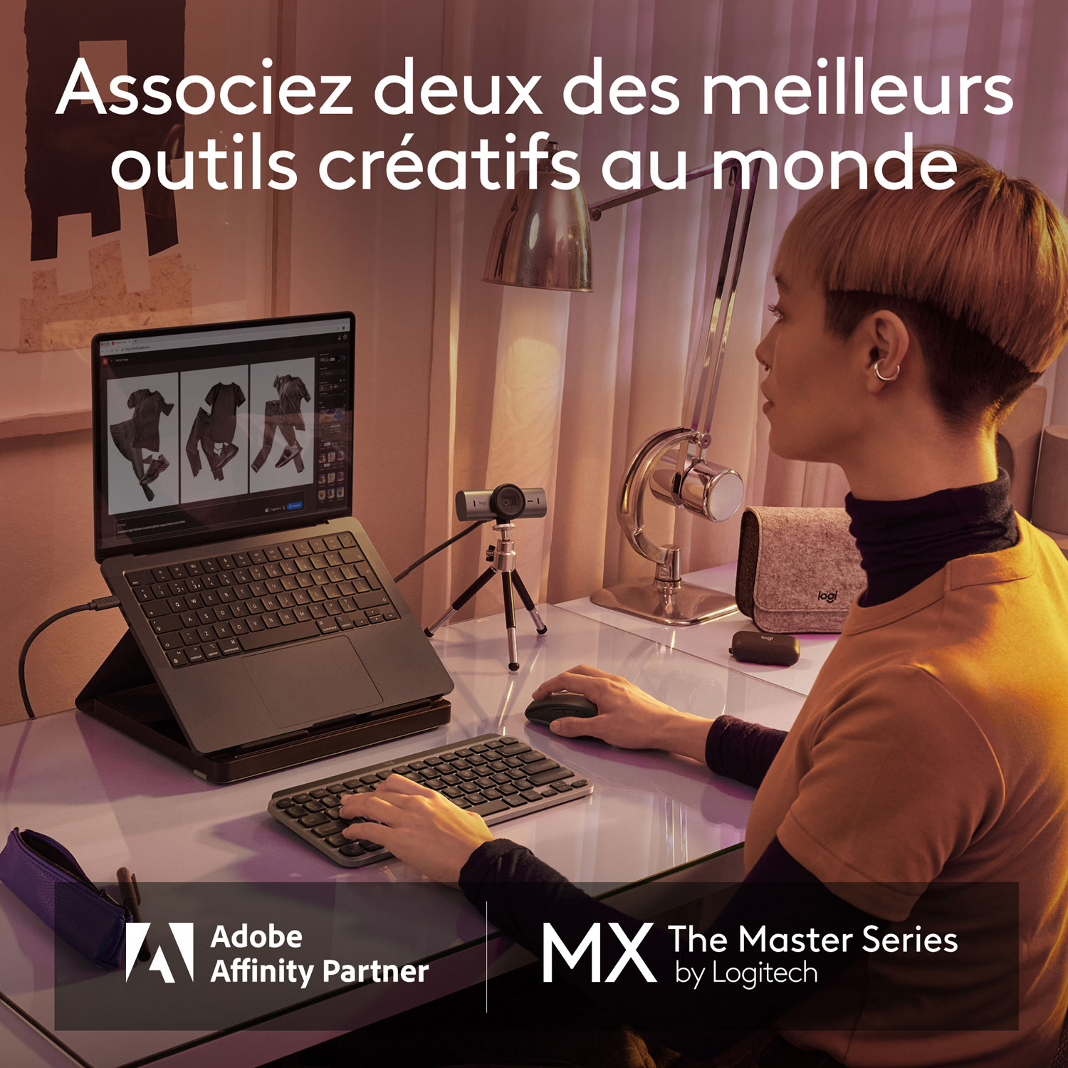 Clavier ergonomique rétroéclairé mécanique Bluetooth MX Mini de Logitech pour Mac - Gris pâle