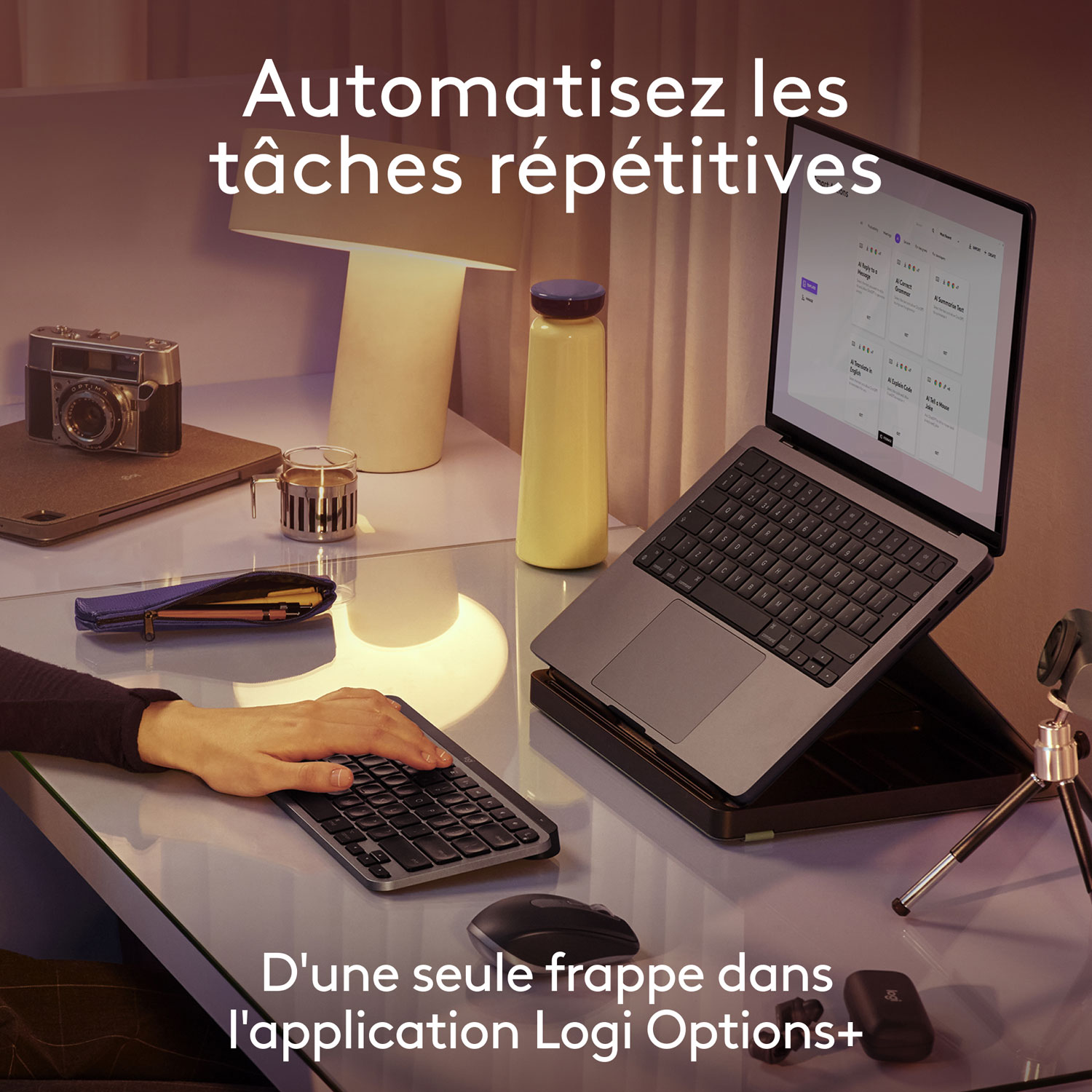 Clavier ergonomique rétroéclairé mécanique Bluetooth MX Mini de Logitech pour Mac - Gris pâle