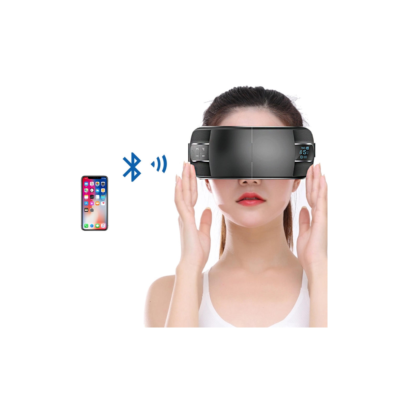 Eye Massager, with Heat, Air Pressure and Acupressure Function, Black