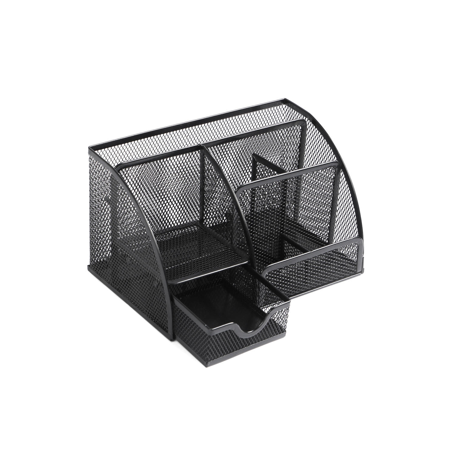 Moustache 7 Section Metal Mesh Office Desk Desktop Organizer Pencil Cup Holder, Black