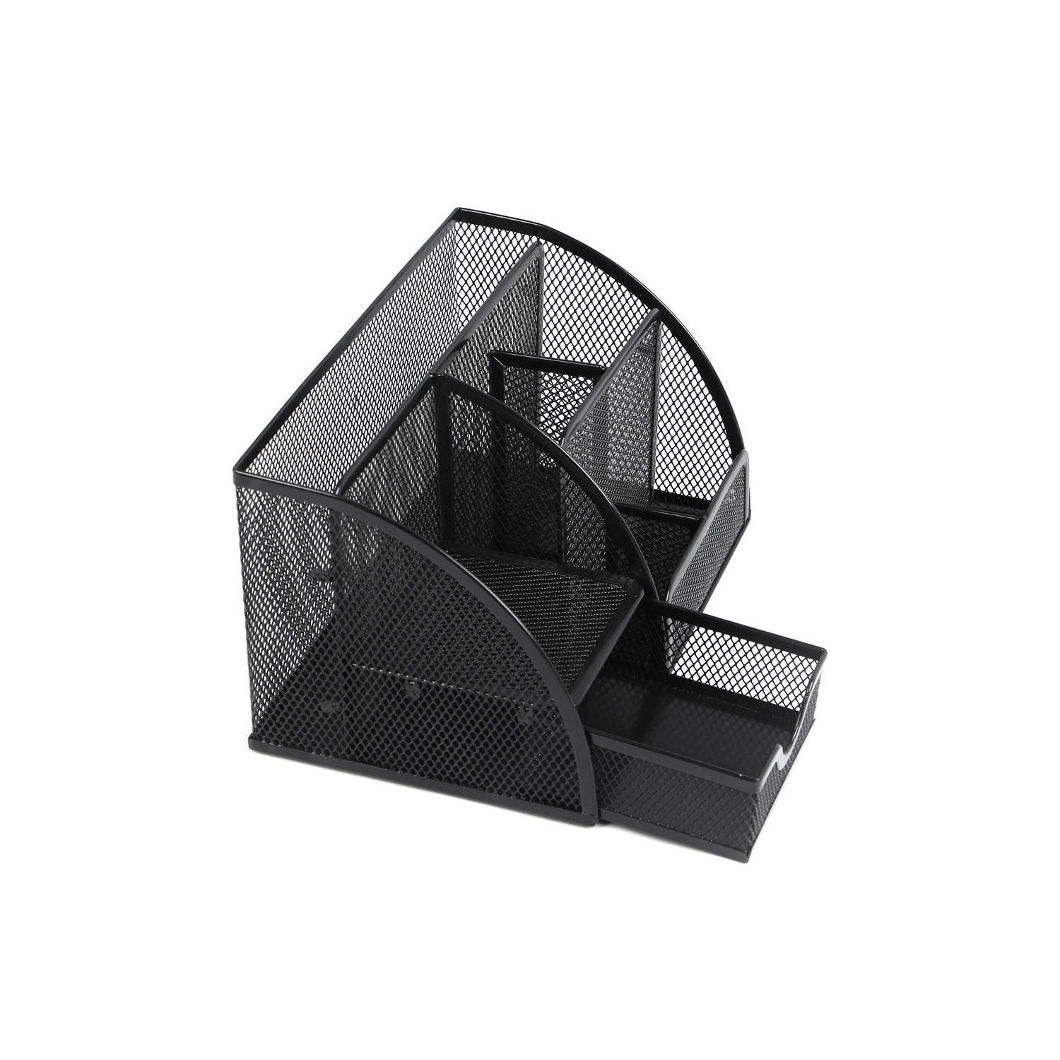 Moustache 7 Section Metal Mesh Office Desk Desktop Organizer Pencil Cup Holder, Black
