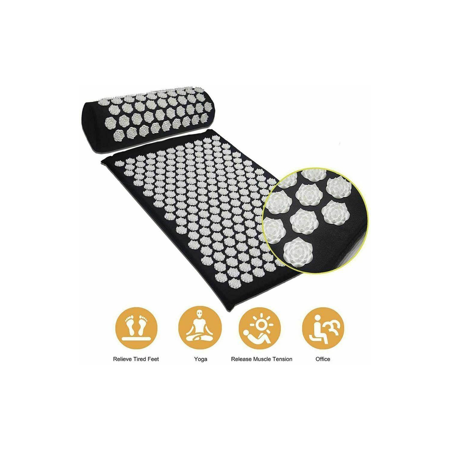 New Yoga Acupressure Massage Mat + Pillow Spiky Pain Stress Soreness Relax Body