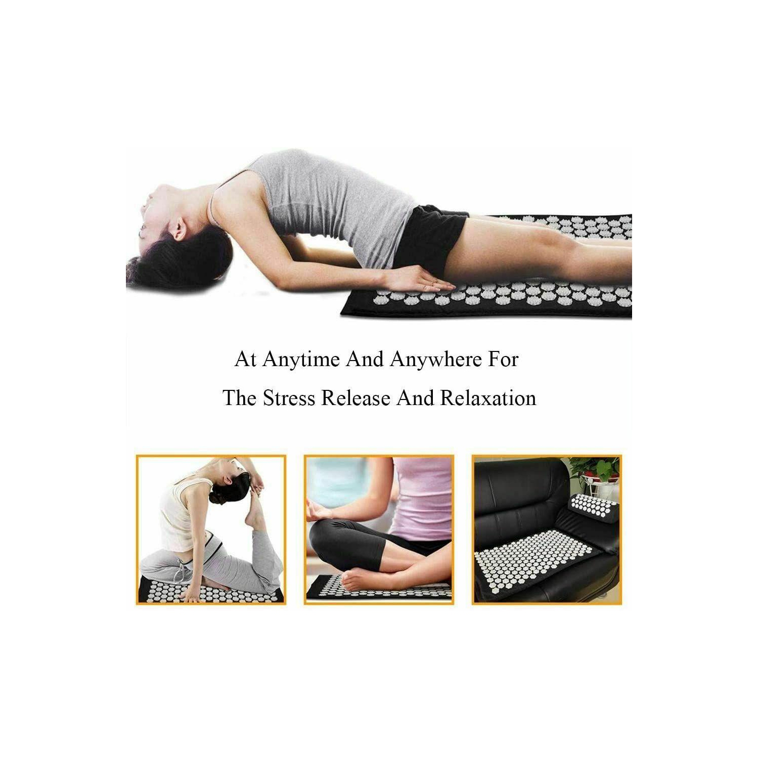 New Yoga Acupressure Massage Mat + Pillow Spiky Pain Stress Soreness Relax Body