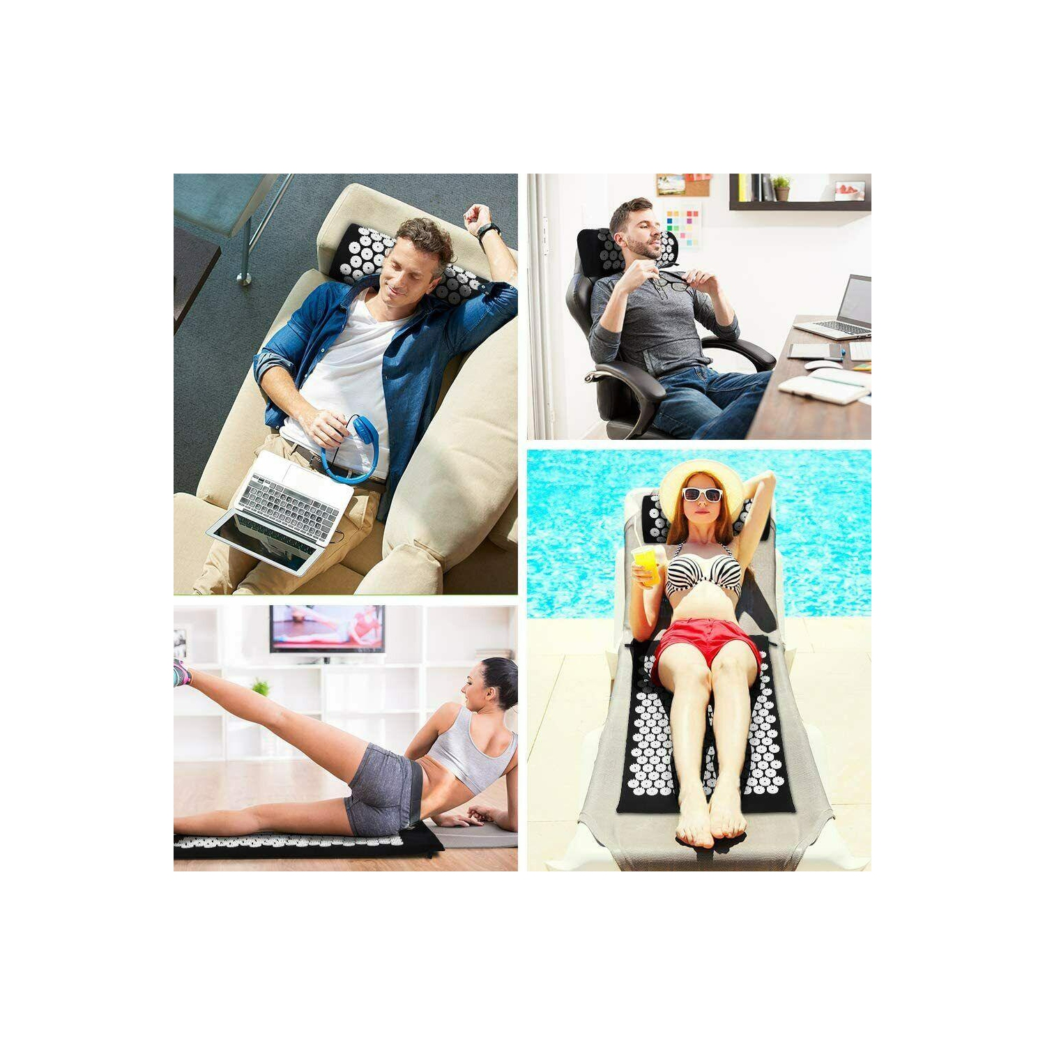 New Yoga Acupressure Massage Mat + Pillow Spiky Pain Stress Soreness Relax Body