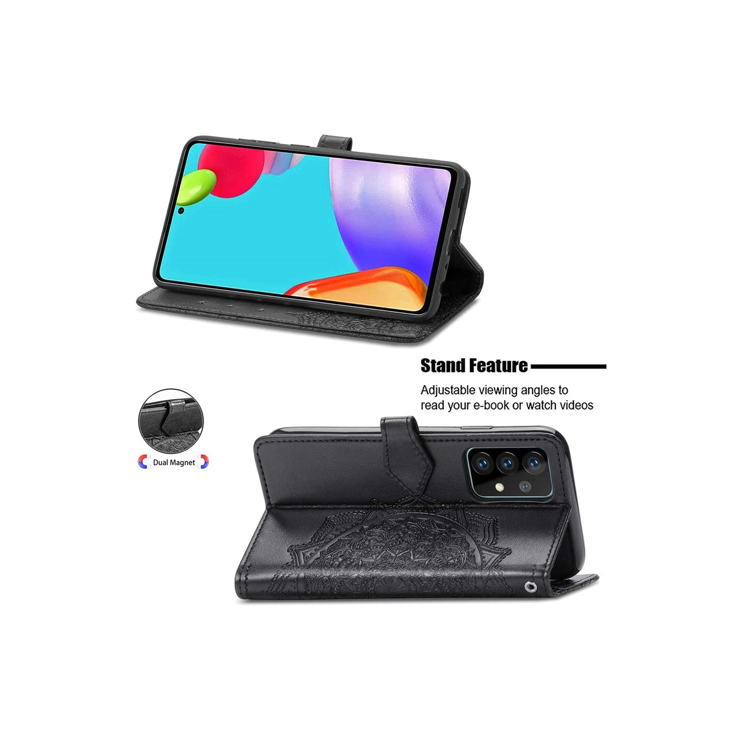 Étui portefeuille pour Samsung Galaxy NOTE 20 ULTRA Motif mandala vert Étui à rabat avec porte-cartes et dragonne Cuir synthétique Magnétique -Noir