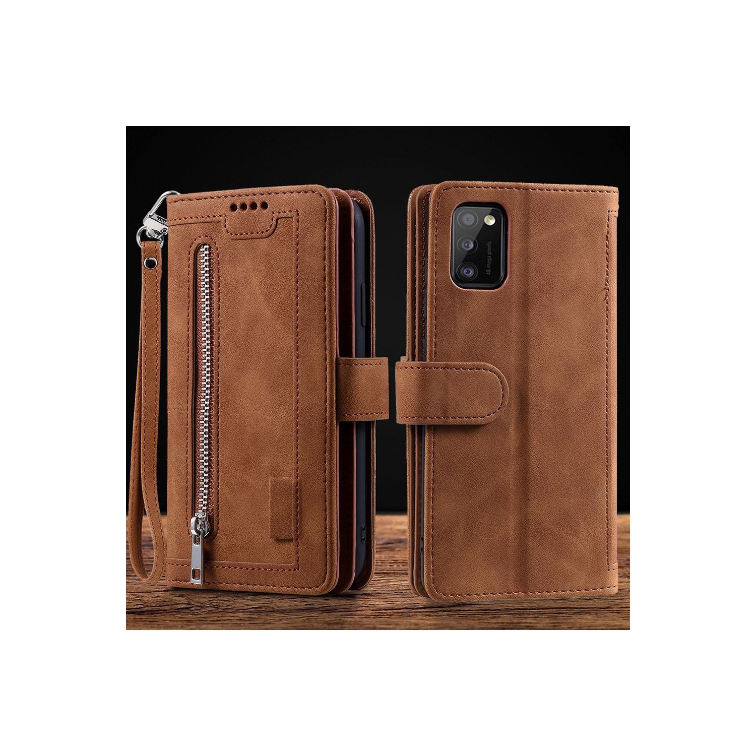 Atlas – Étui portefeuille en cuir de qualité supérieure, pochette à 9 fentes pour cartes d'identité/crédit, pochette latérale et support pour Galaxy