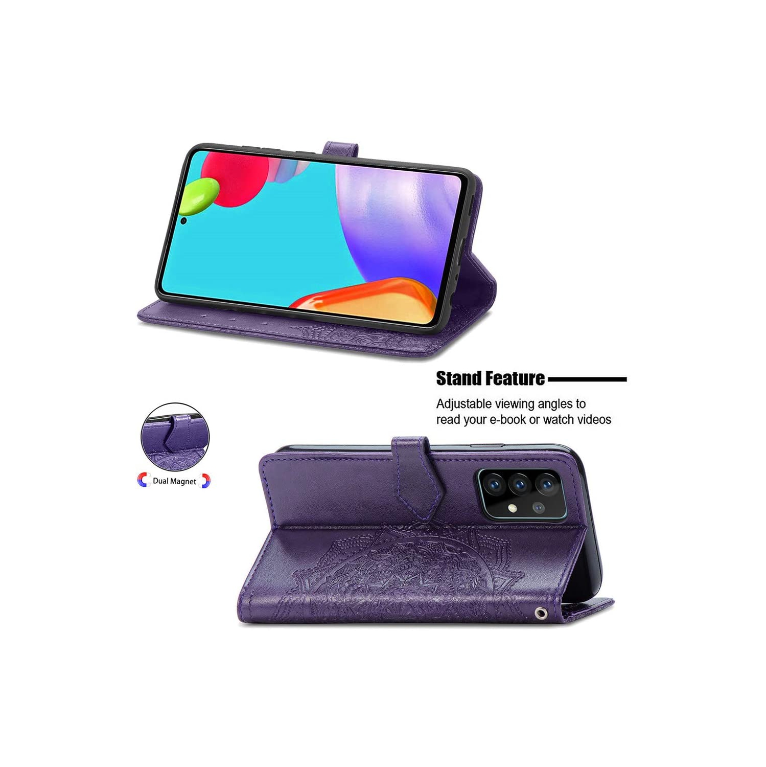 Étui portefeuille pour Samsung Galaxy NOTE 20 ULTRA Motif mandala vert Étui à rabat avec porte-cartes et dragonne Cuir synthétique Magnétique -Violet