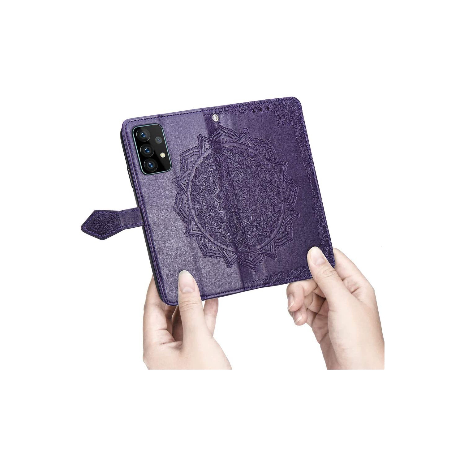 Étui portefeuille pour Samsung Galaxy NOTE 20 ULTRA Motif mandala vert Étui à rabat avec porte-cartes et dragonne Cuir synthétique Magnétique -Violet