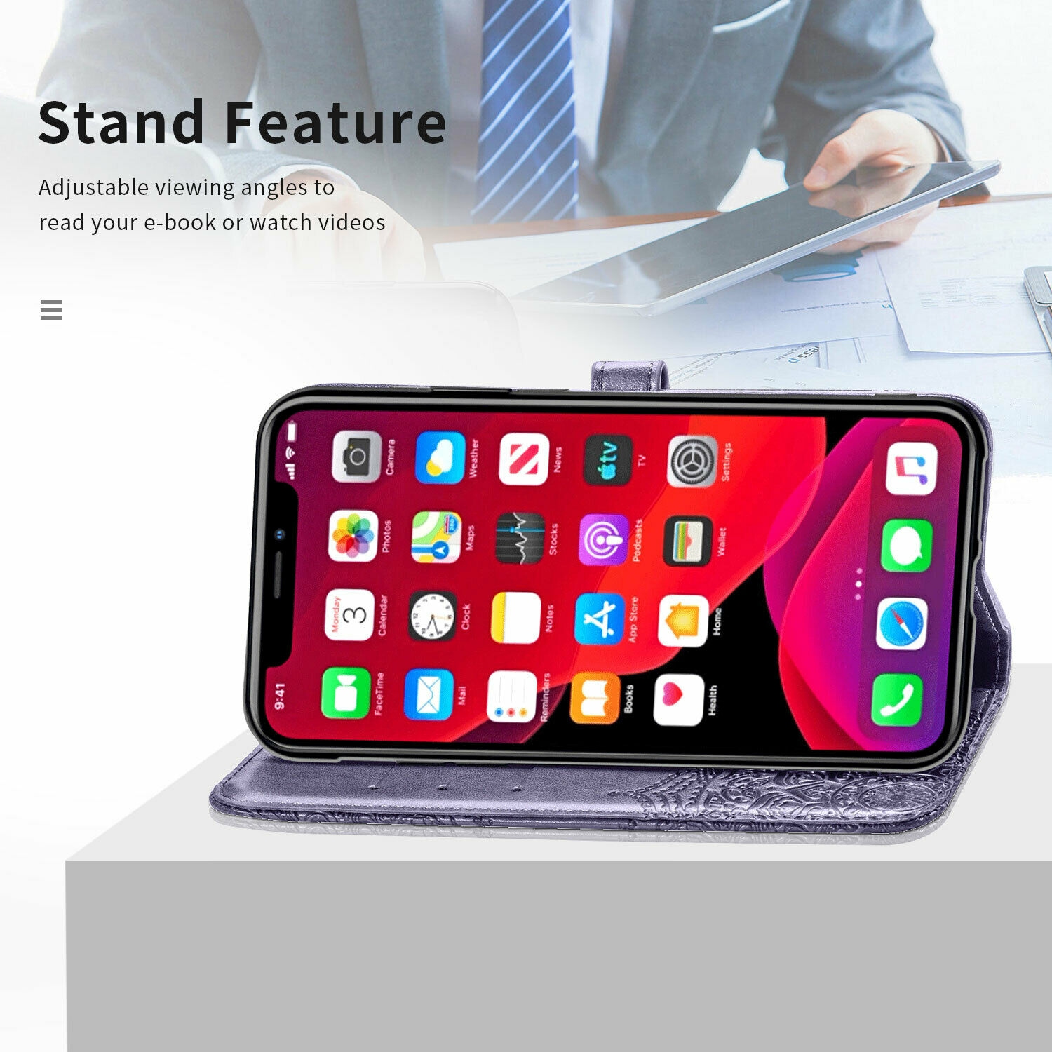 Étui portefeuille pour Samsung Galaxy NOTE 20 ULTRA Motif mandala vert Étui à rabat avec porte-cartes et dragonne Cuir synthétique Magnétique -Violet