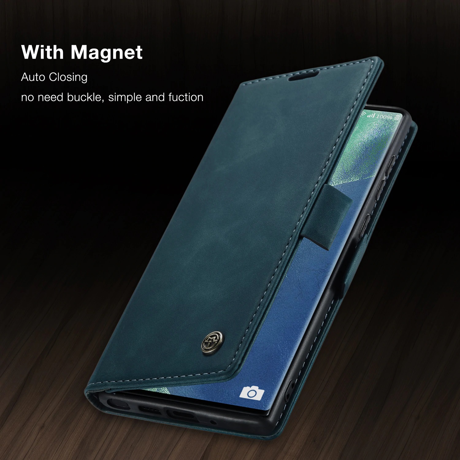 CaseMe Magnetic Stand Flip Protective Cover Leather Flip Cover Purse Style with ID & Credit Card Slots Holder for Samsung Galaxy NOTE 20 ULTRA -Blue