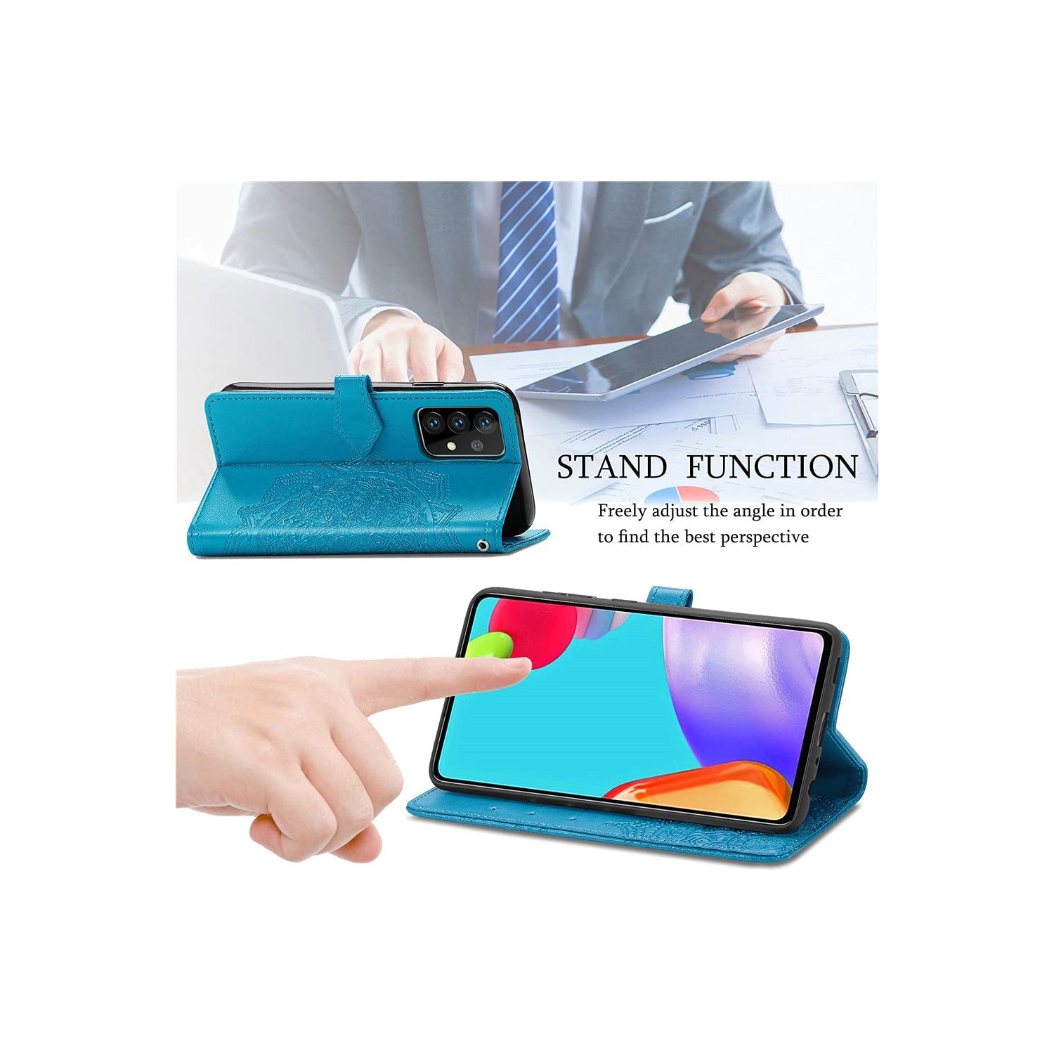 MyCase Wallet Case for Samsung Galaxy NOTE 20 ULTRA Emboss Mandala Flower Pattern Flip Case PU Leather Magnetic Kickstand Cover with Card Slots