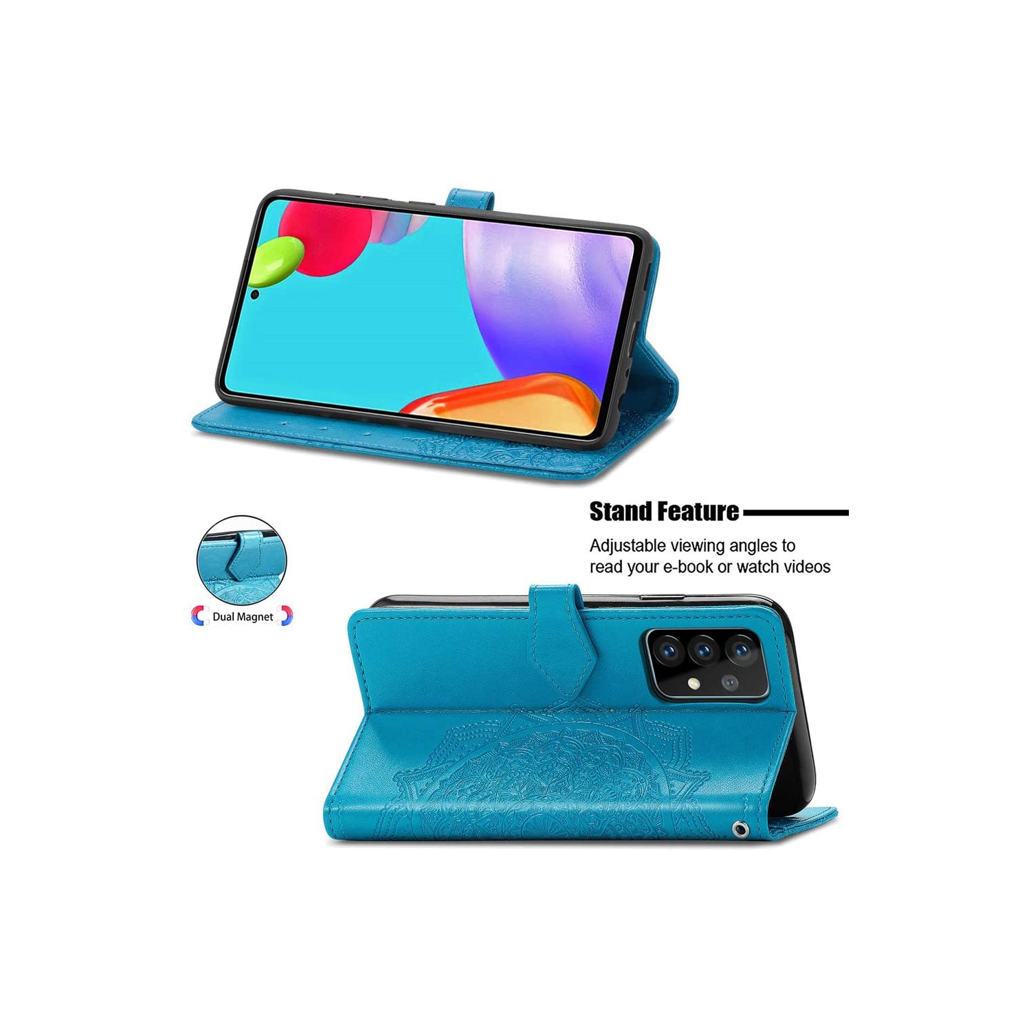 MyCase Wallet Case for Samsung Galaxy NOTE 20 ULTRA Emboss Mandala Flower Pattern Flip Case PU Leather Magnetic Kickstand Cover with Card Slots