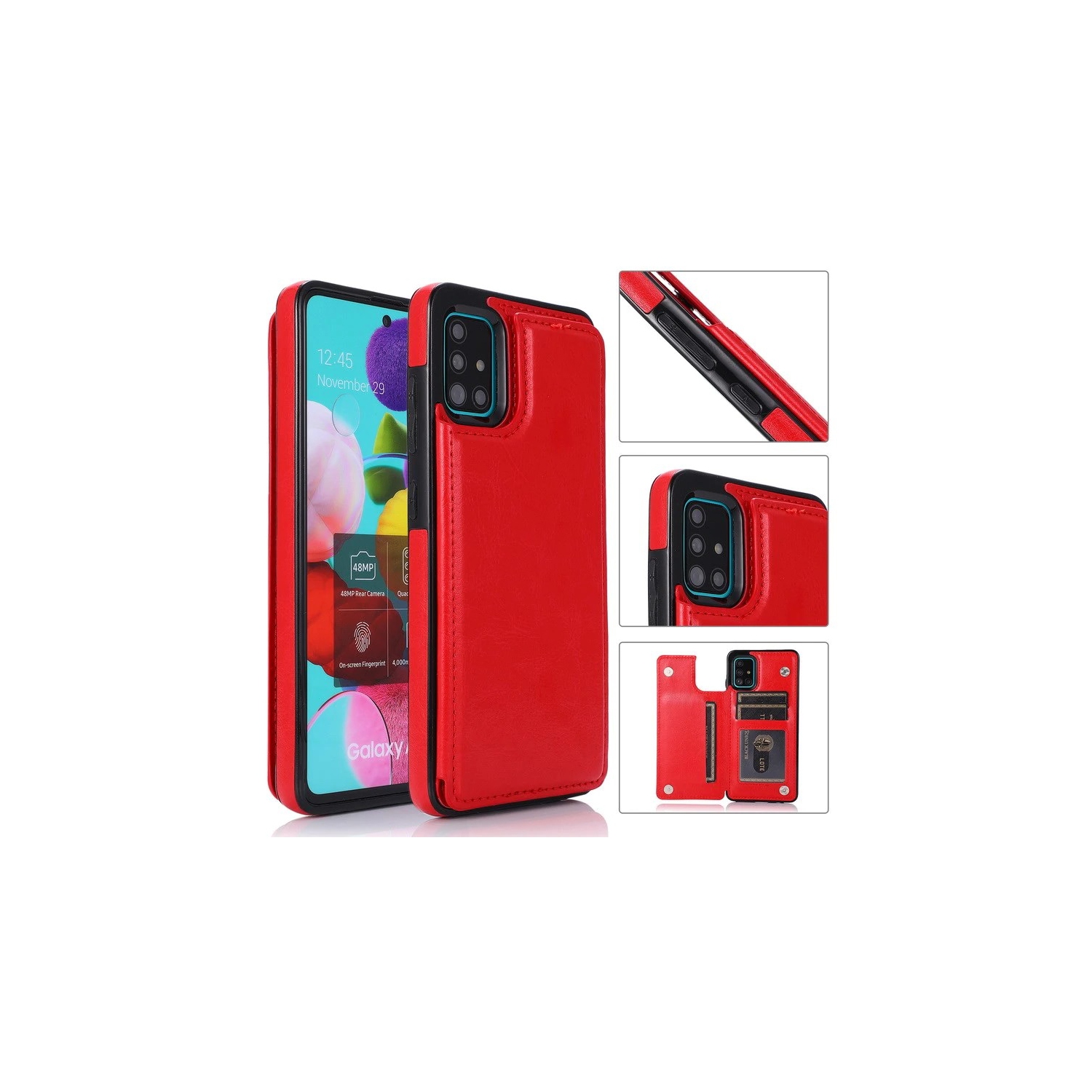 Loris & Case – Étui portefeuille en cuir de haute qualité avec béquille pour carte de protection antichoc pour Galaxy S2o FE de Samsung – Rouge