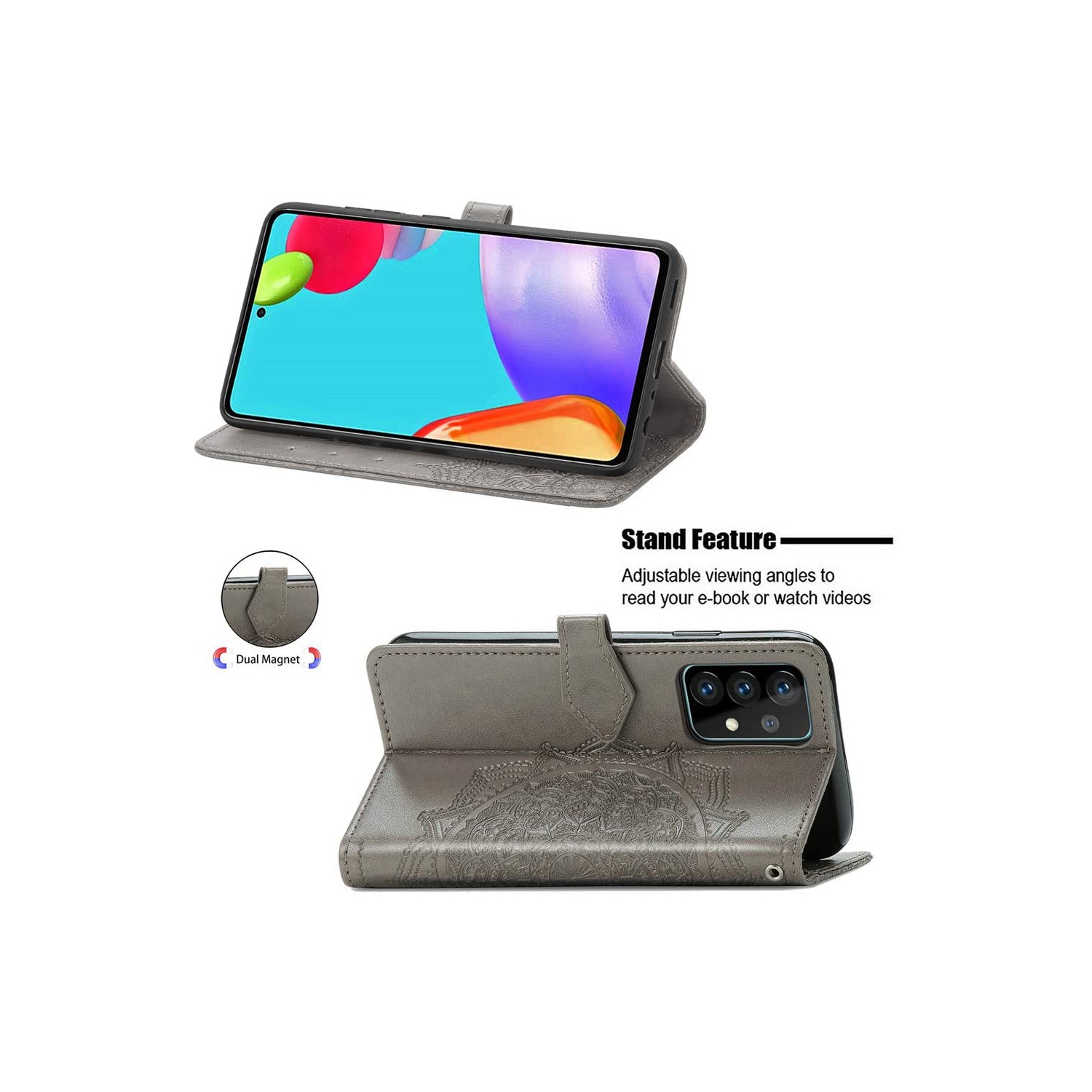 MyCase Wallet Case for Samsung Galaxy NOTE 20 ULTRA Emboss Mandala Flower Pattern Flip Case PU Leather Magnetic Kickstand Cover with Card Slots