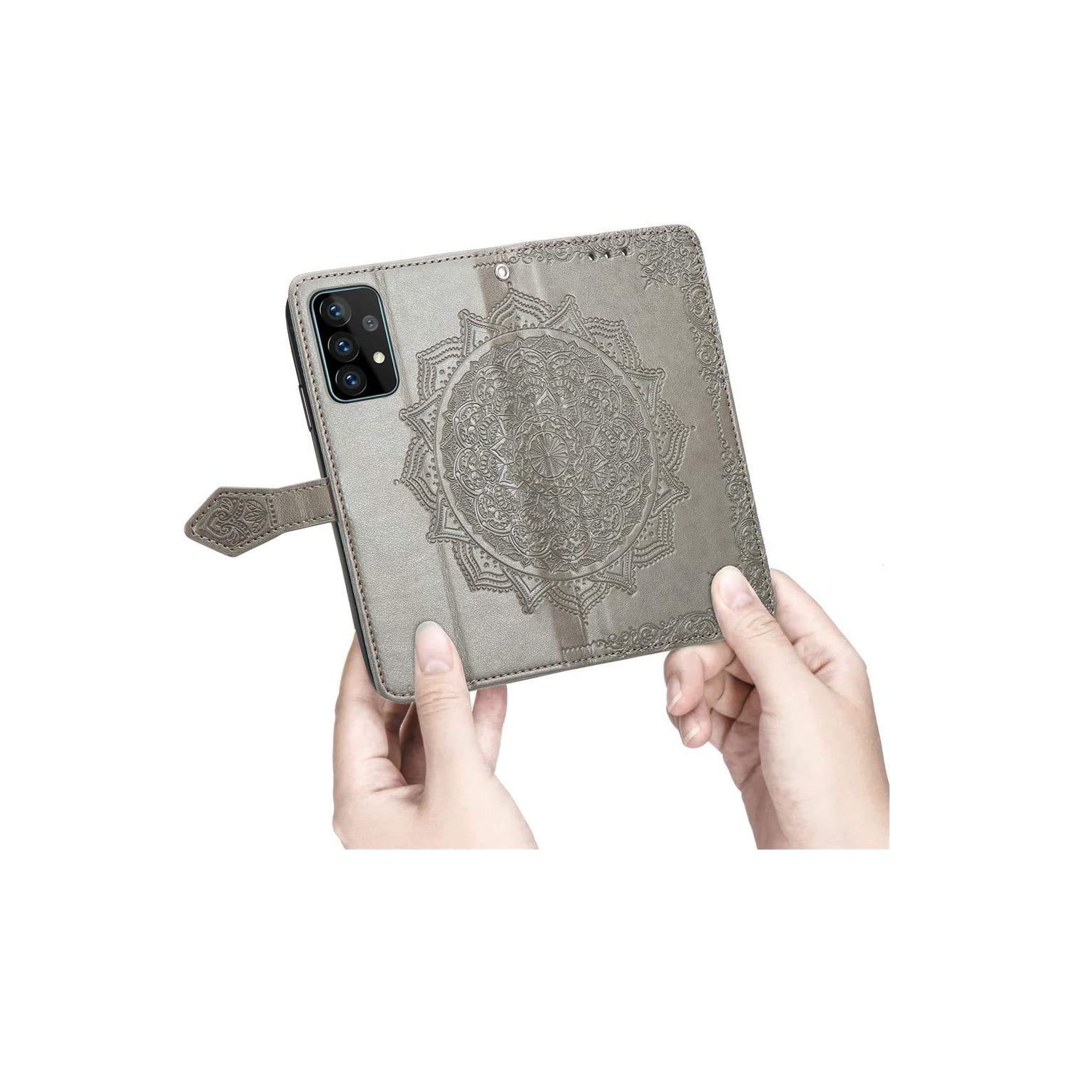 MyCase Wallet Case for Samsung Galaxy NOTE 20 ULTRA Emboss Mandala Flower Pattern Flip Case PU Leather Magnetic Kickstand Cover with Card Slots