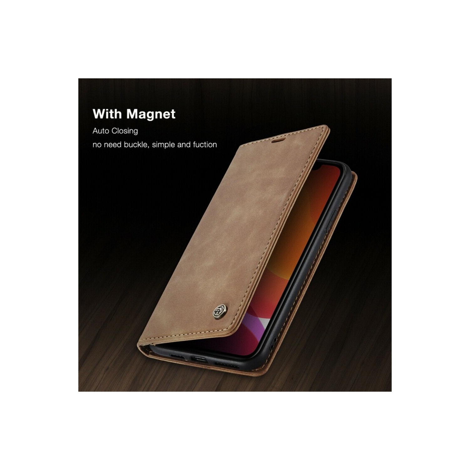 CaseMe Magnetic Stand Flip Protective Cover Leather Flip Cover Purse Style with ID & Credit Card Slots Holder for Samsung Galaxy S21 PLUS -Brown