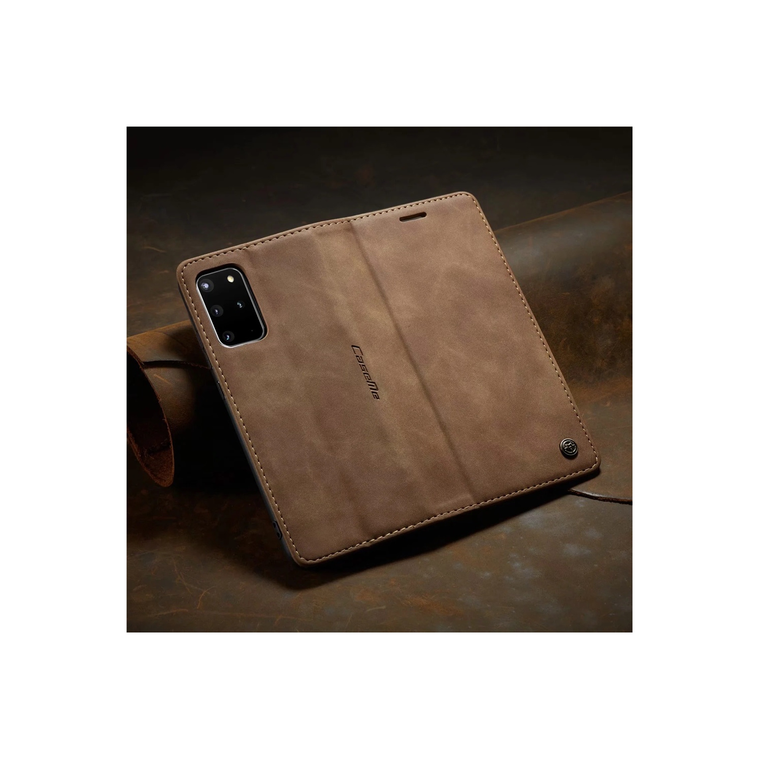 CaseMe Magnetic Stand Flip Protective Cover Leather Flip Cover Purse Style with ID & Credit Card Slots Holder for Samsung Galaxy S21 PLUS -Brown