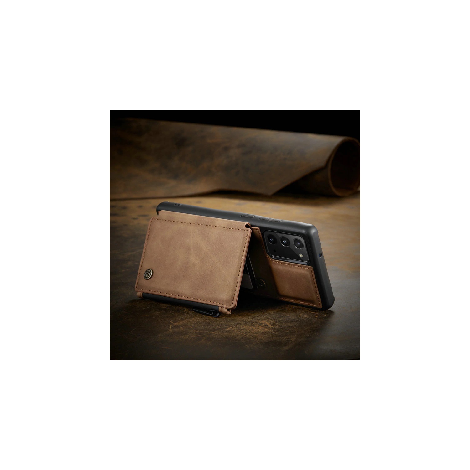Étui en cuir à fermeture à glissière de CaseMe avec fente pour carte double fermoir magnétique et rabat arrière pour Galaxy NOTE 20 ULTRA DE Samsung