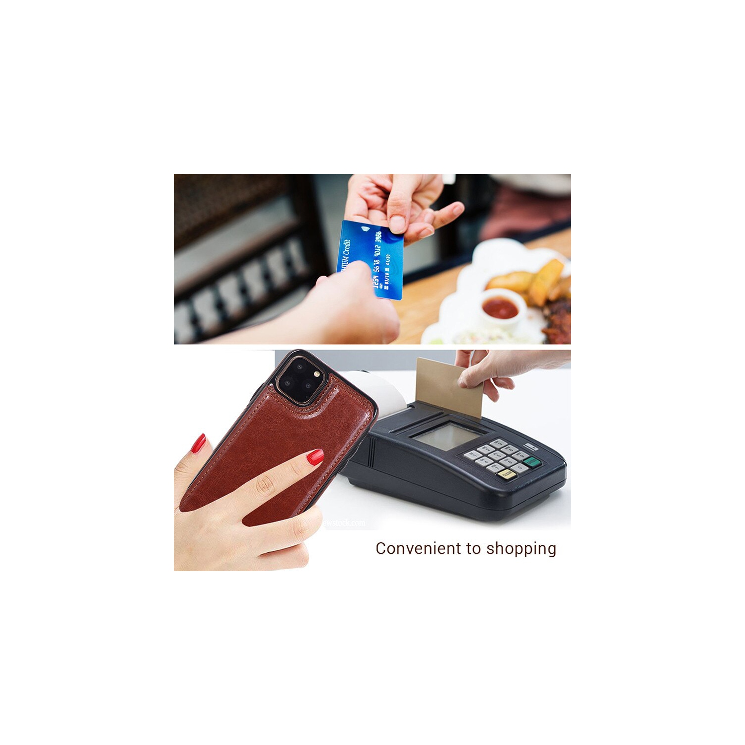 Loris & Case High Quality Leather Back Case Kickstand Shockproof Protective Card Holder Wallet Cover Case for iPhone 12 Pro Max -Brown