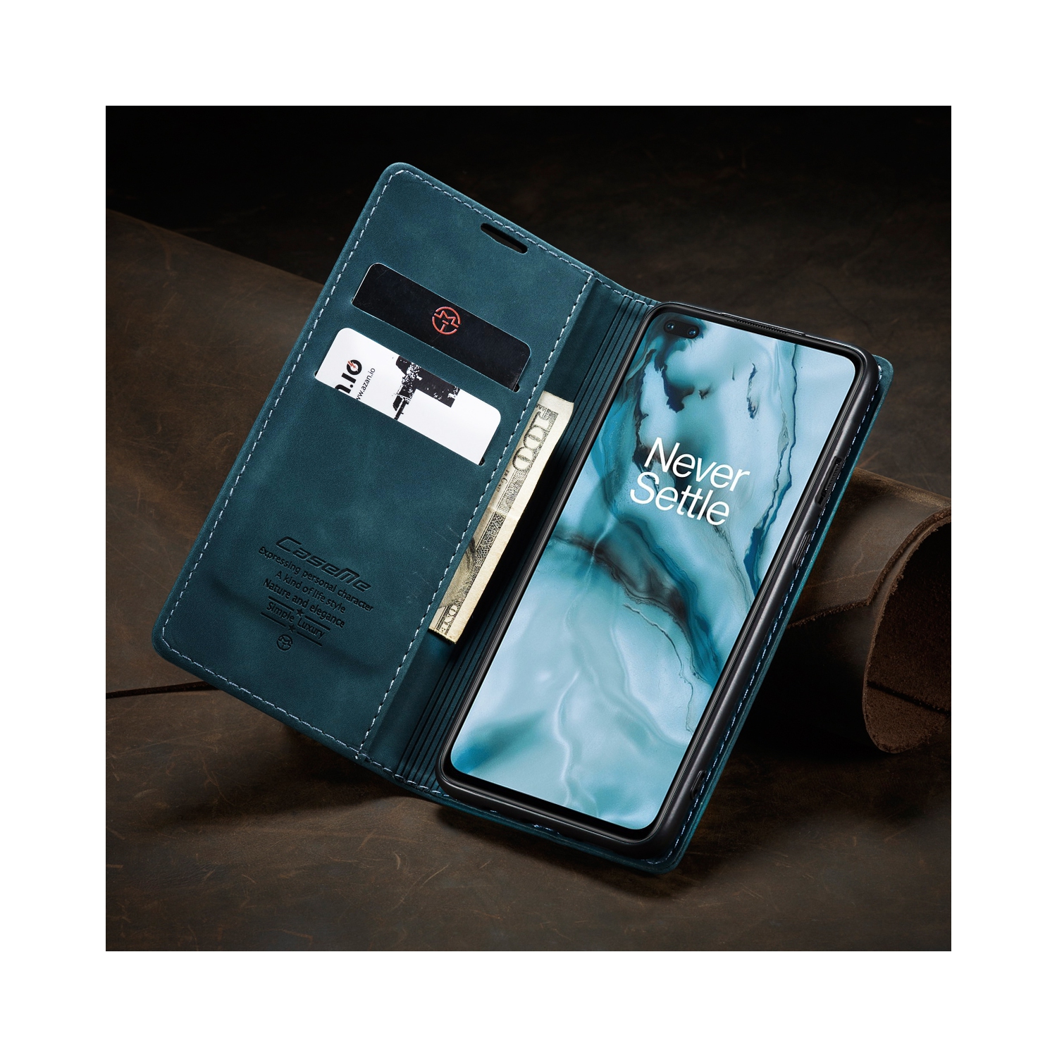 CaseMe Magnetic Stand Flip Protective Cover Leather Flip Cover Purse Style with ID & Credit Card Slots Holder for Samsung Galaxy S21 PLUS -Blue