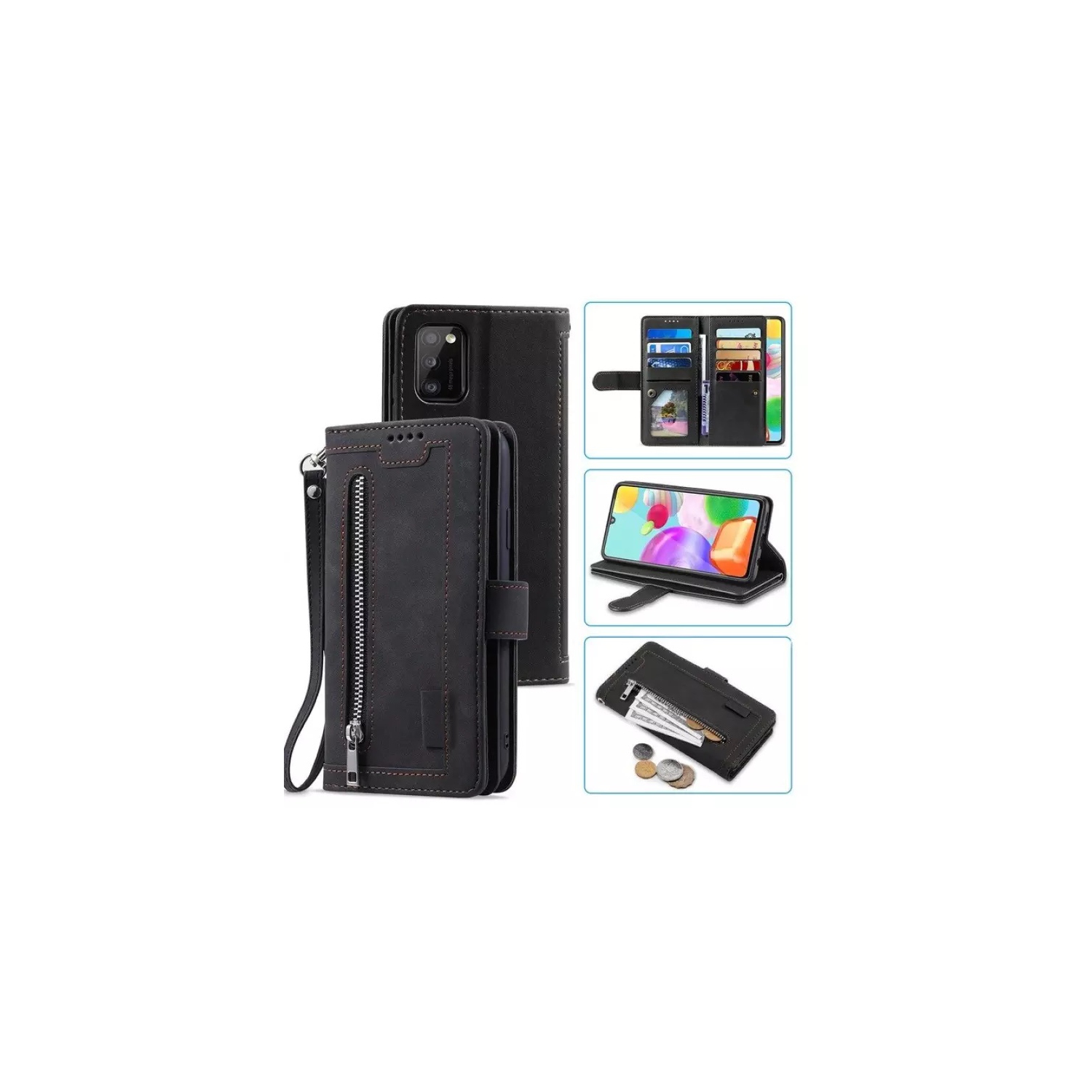 Atlas – Étui portefeuille en cuir de qualité supérieure, pochette à 9 fentes pour cartes d'identité/crédit, pochette latérale et support pour Galaxy