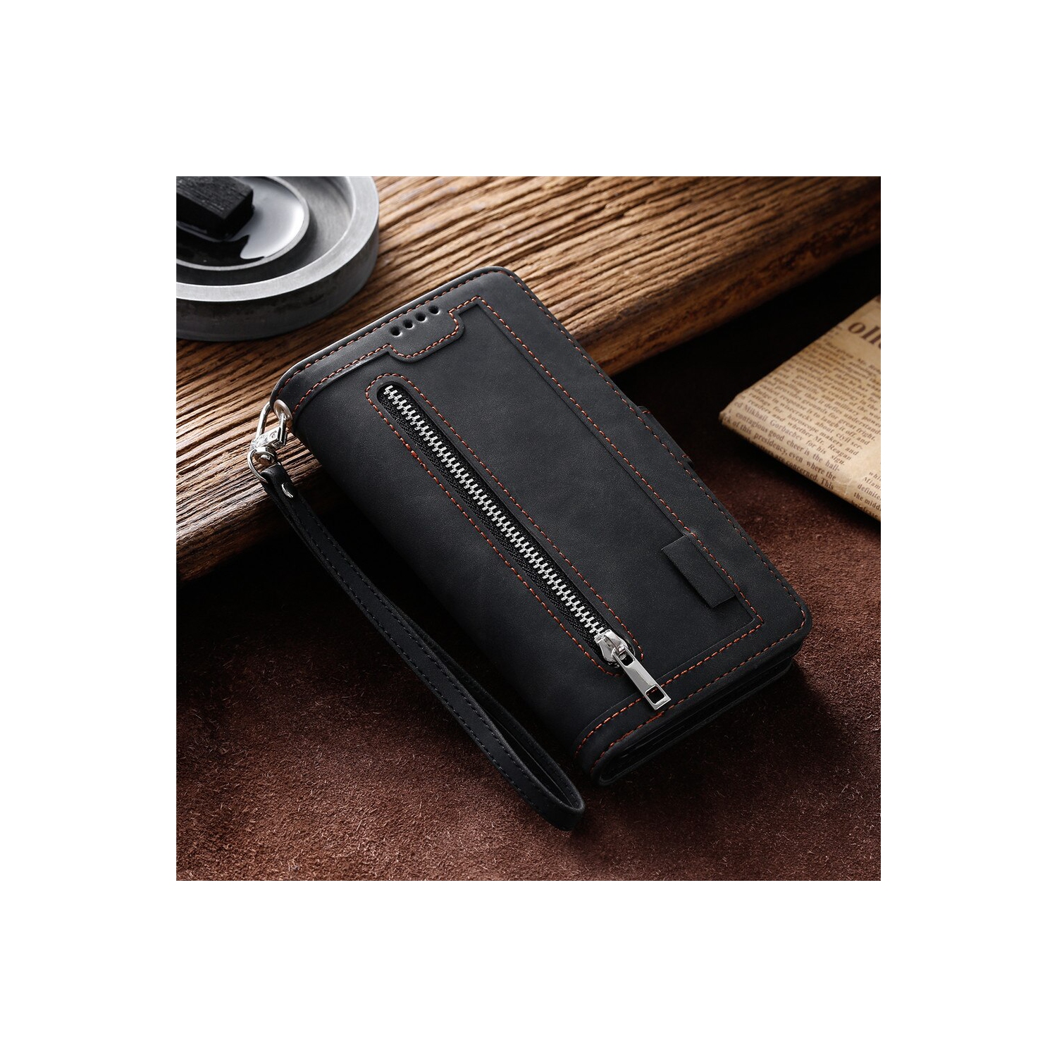 Atlas – Étui portefeuille en cuir de qualité supérieure, pochette à 9 fentes pour cartes d'identité/crédit, pochette latérale et support pour Galaxy