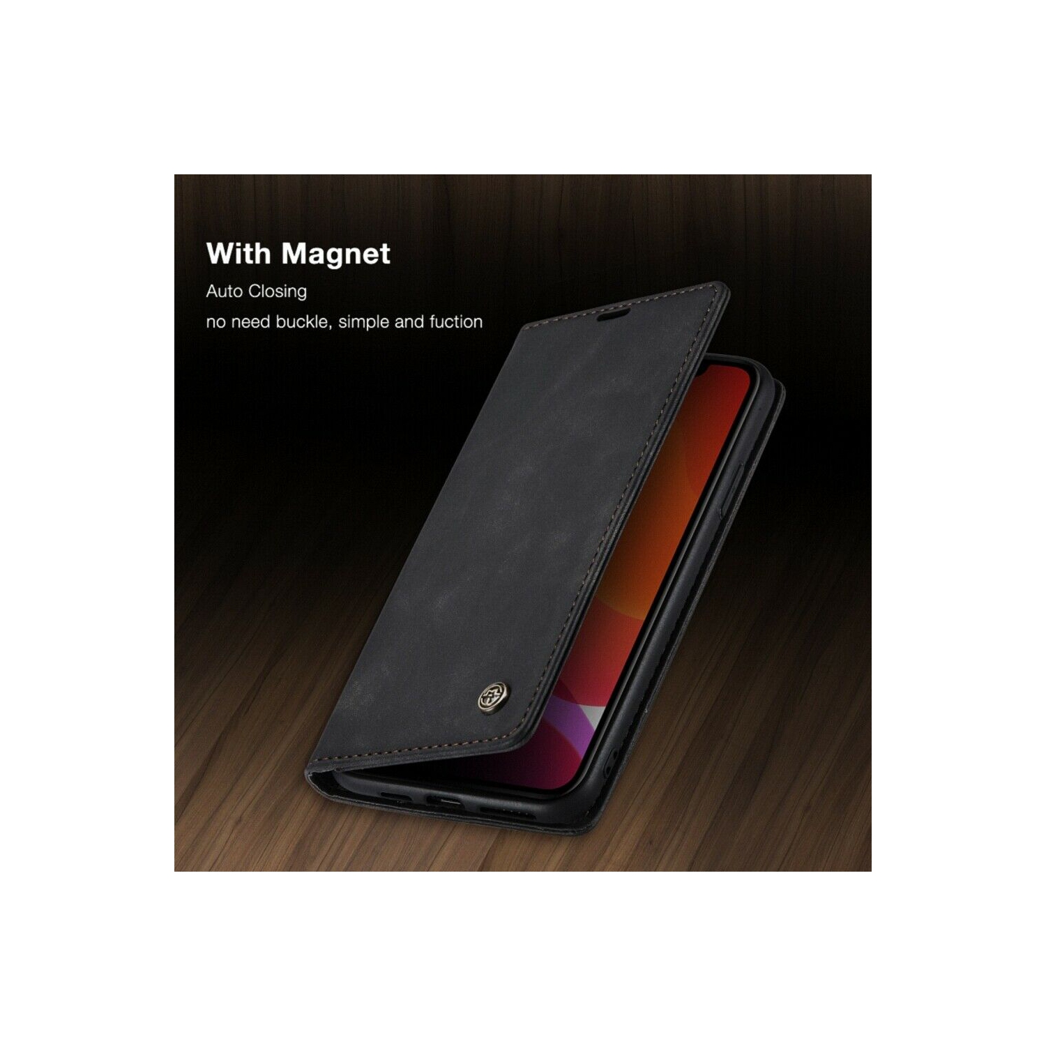 CaseMe Magnetic Stand Flip Protective Cover Leather Flip Cover Purse Style with ID & Credit Card Slots Holder for Samsung Galaxy S21 PLUS -Black