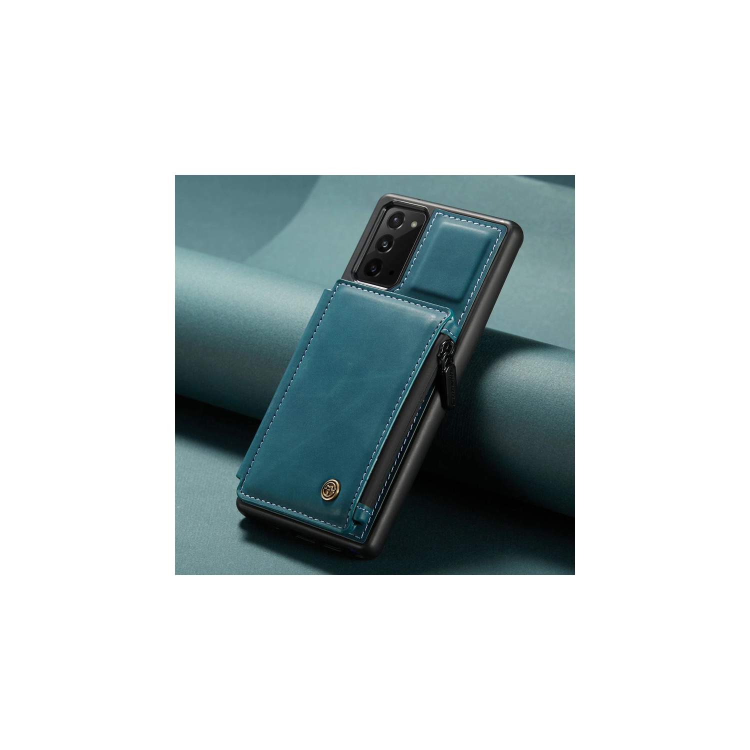 CaseMe Leather Zipper Wallet Card Slot Double Magnetic Clasp Shockproof Back Case Cover for Samsung Galaxy NOTE 20 ULTRA -Blue