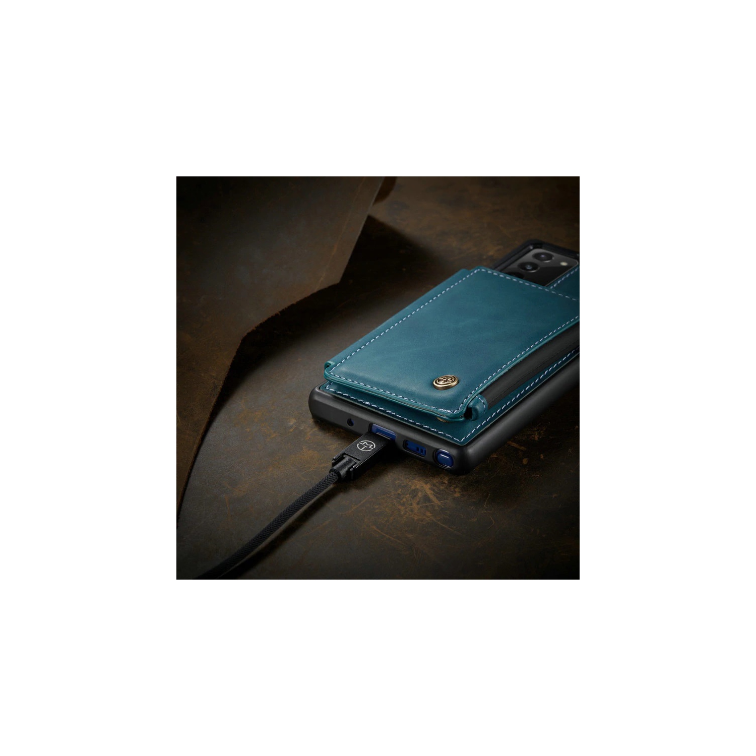 CaseMe Leather Zipper Wallet Card Slot Double Magnetic Clasp Shockproof Back Case Cover for Samsung Galaxy NOTE 20 ULTRA -Blue