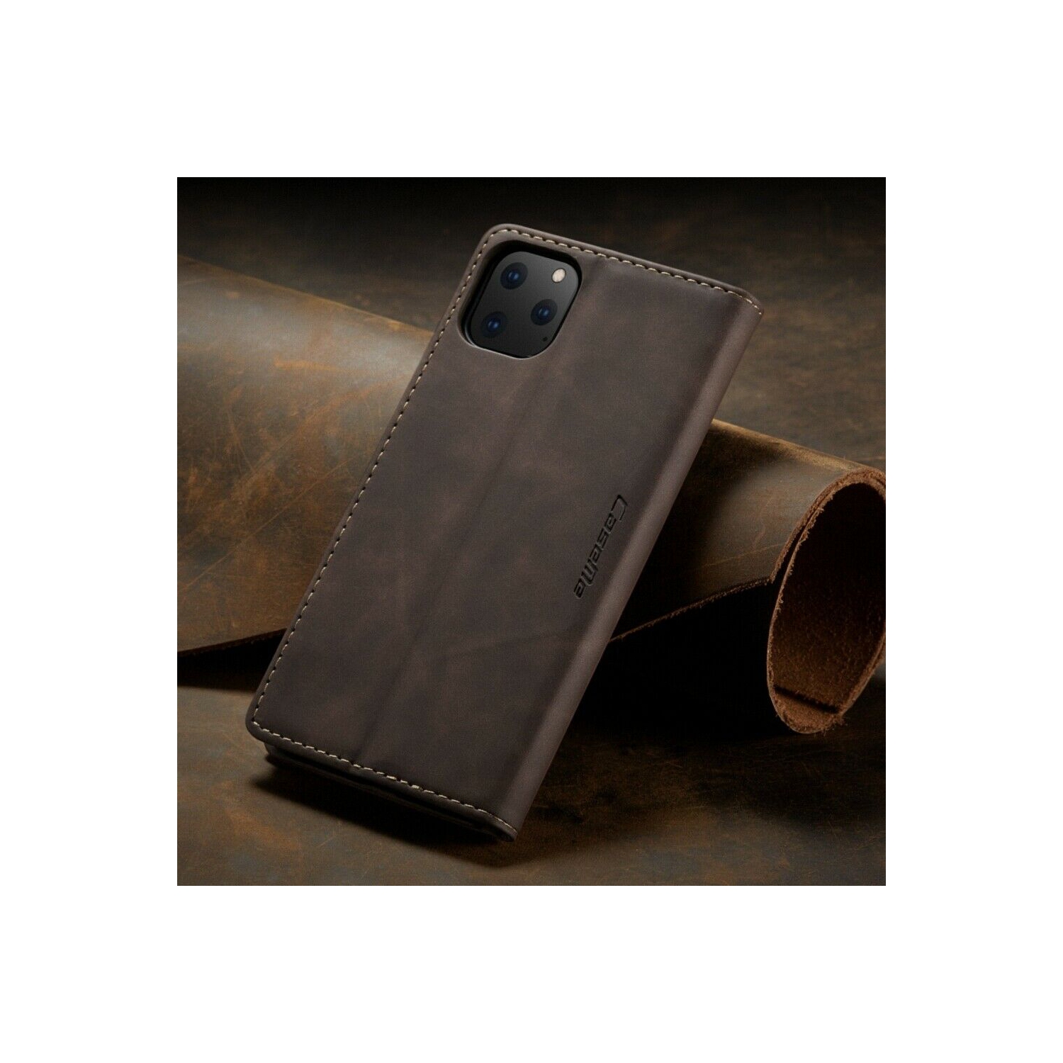 CaseMe Magnetic Stand Flip Protective Cover Leather Flip Cover Purse Style with ID & Credit Card Slots Holder for iPhone 12 Pro Max -Coffee