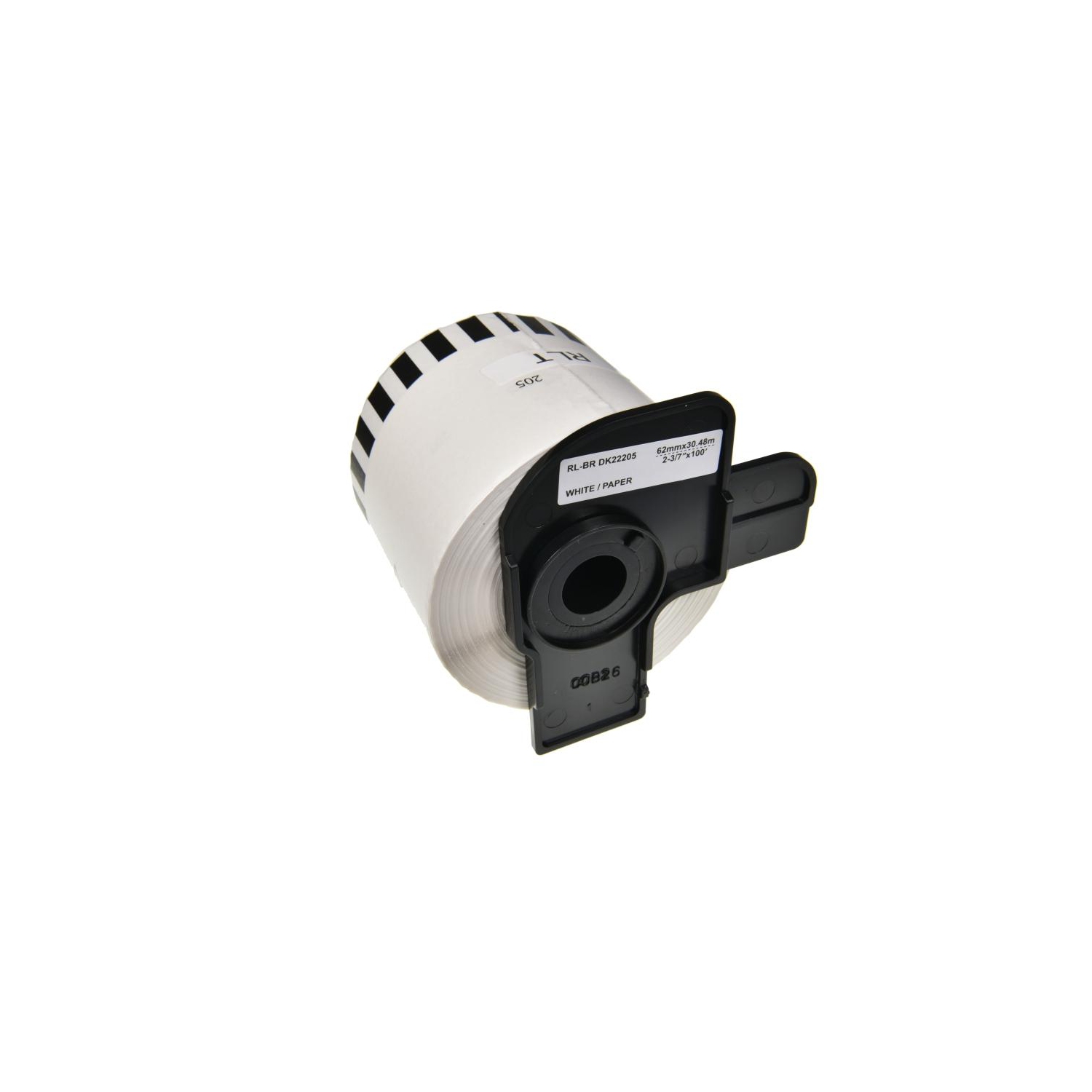 Compatible avec les étiquettes en papier noir sur blanc de longueur continue DK2205 de Brother par SuperInk
