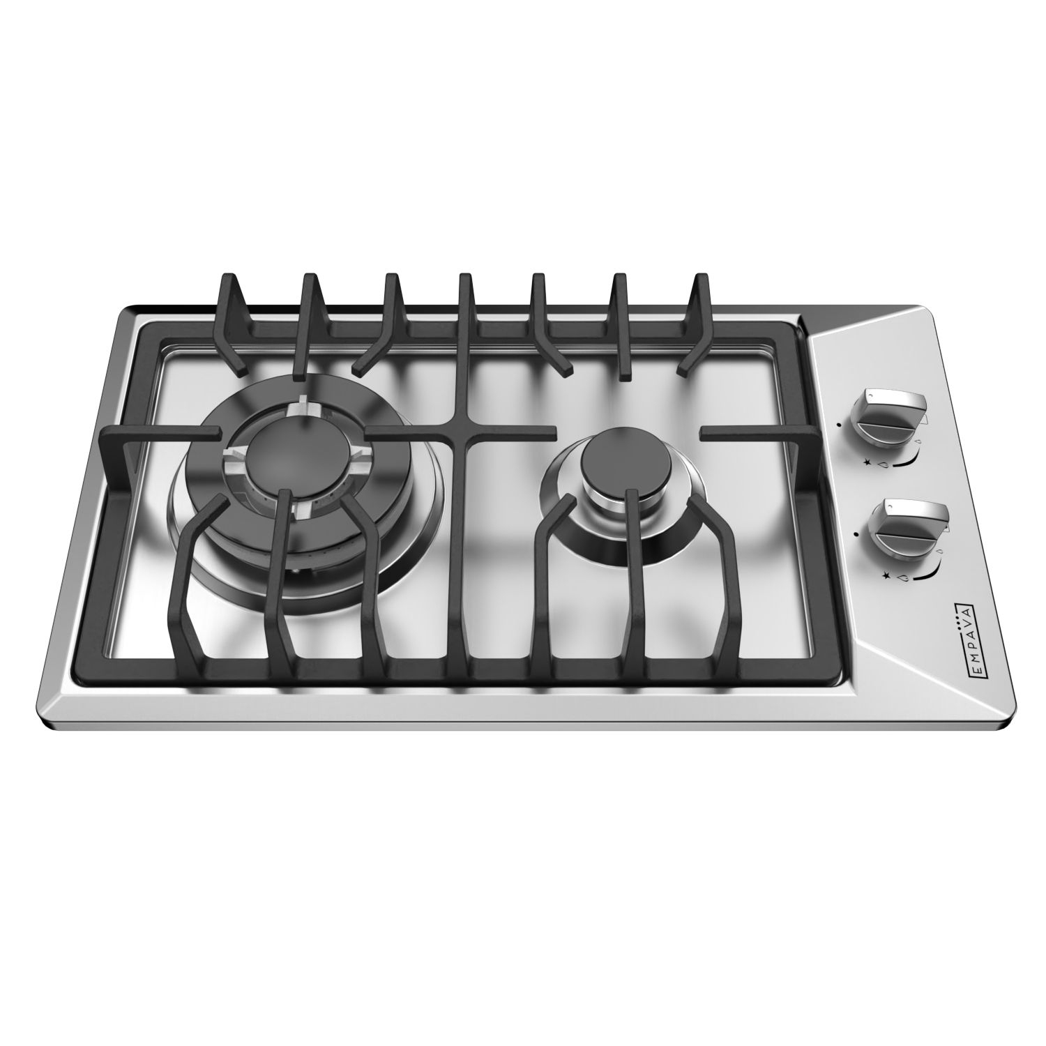 Empava 12 in. Gas Stove Cooktop 2 Italy Sabaf Sealed Burners NG/LPG Convertible in Stainless Steel